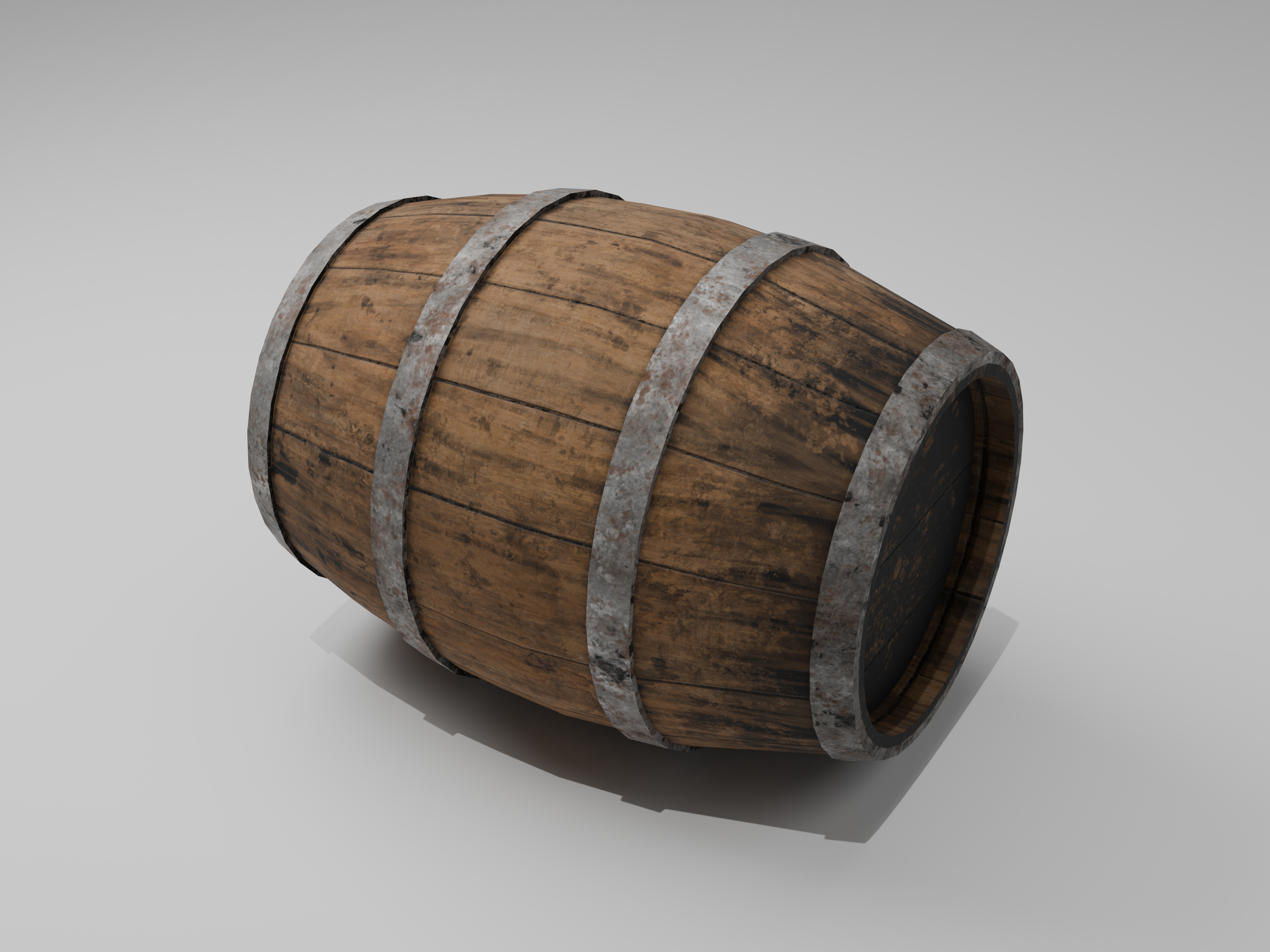 Wooden Barrel Low-poly 3D model_22
