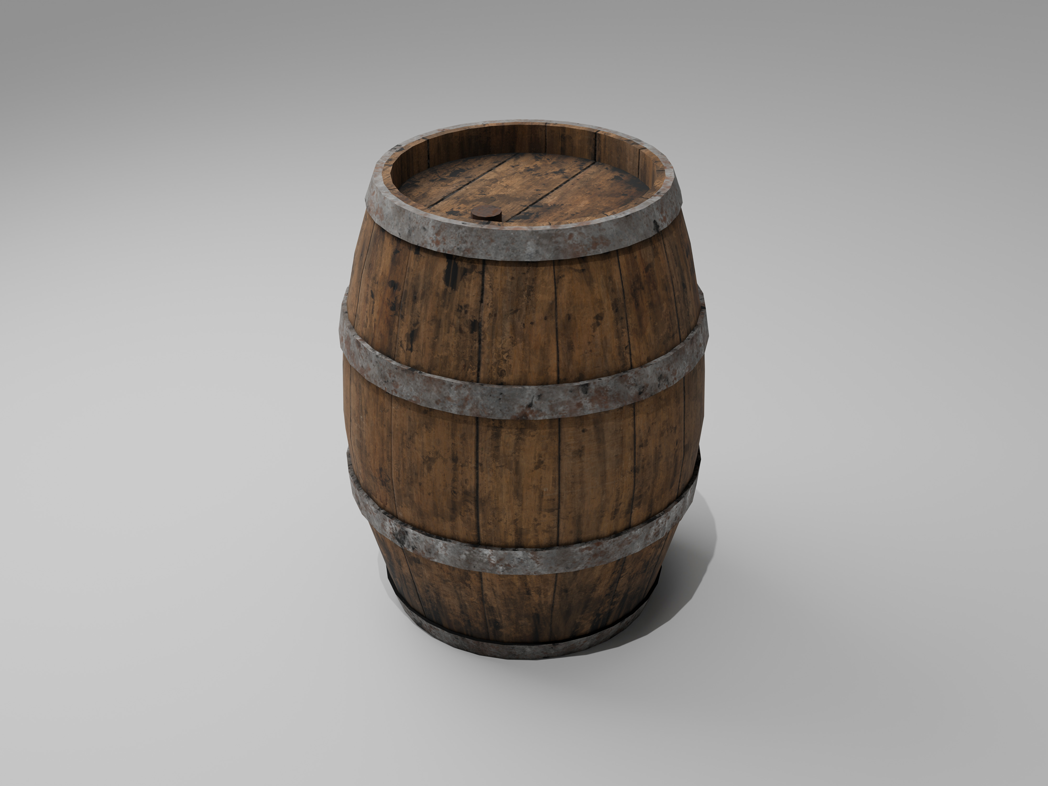Wooden Barrel Low-poly 3D model_10
