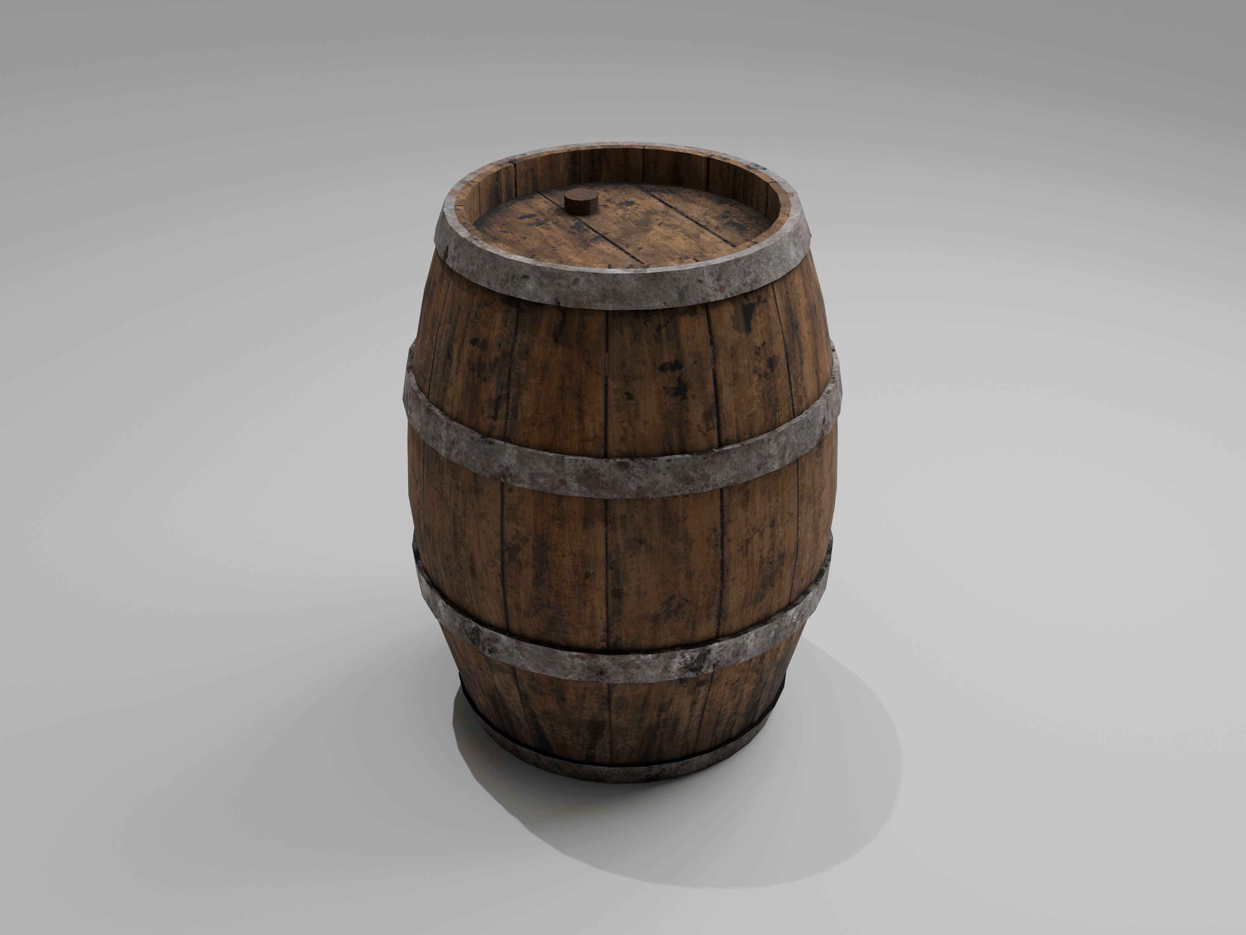 Wooden Barrel Low-poly 3D model_14