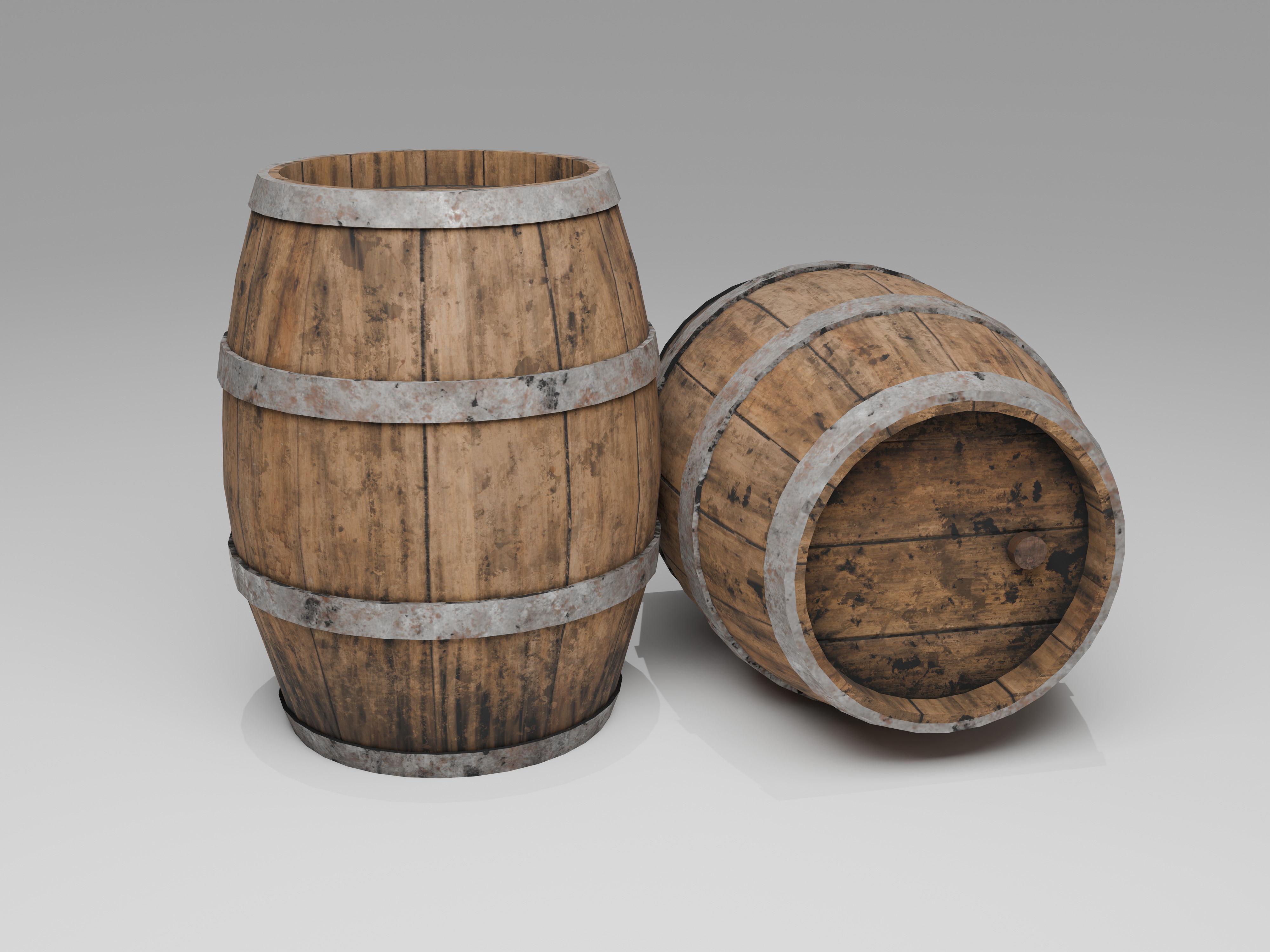 Wooden Barrel Low-poly 3D model_3