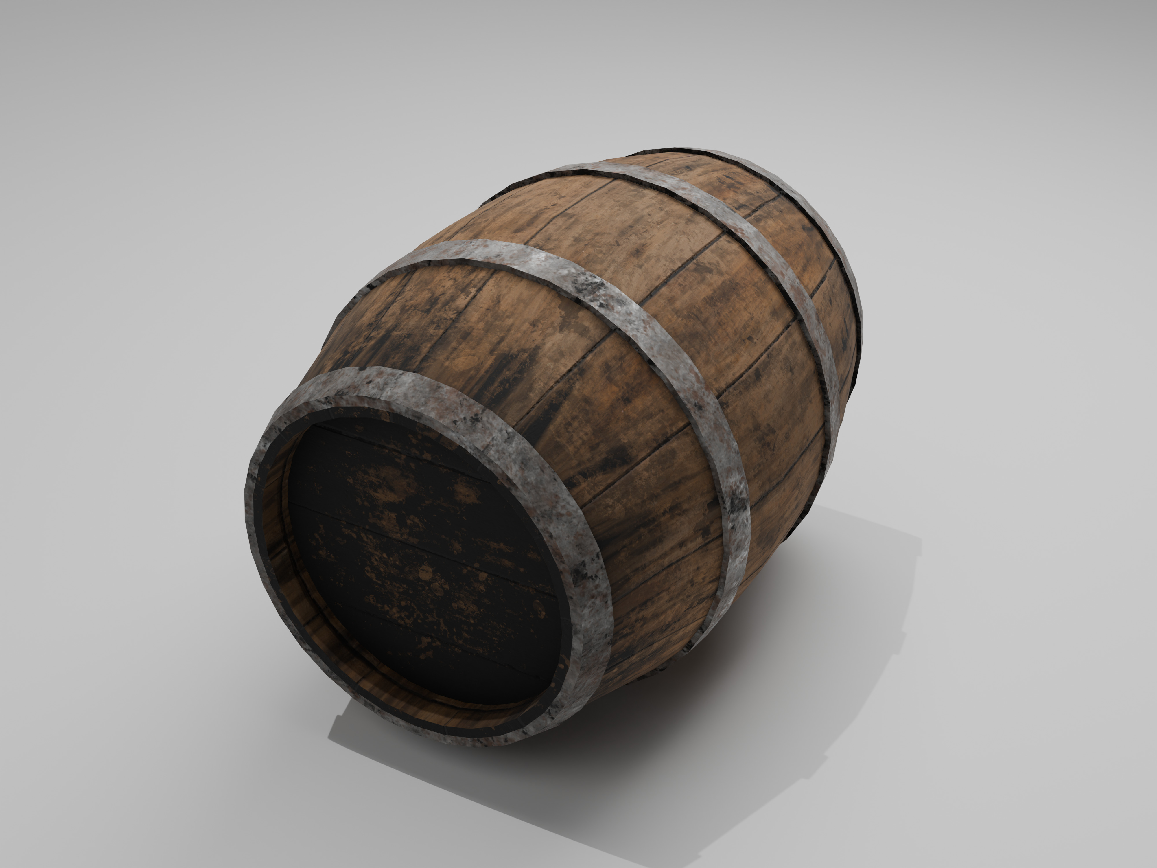 Wooden Barrel Low-poly 3D model_25