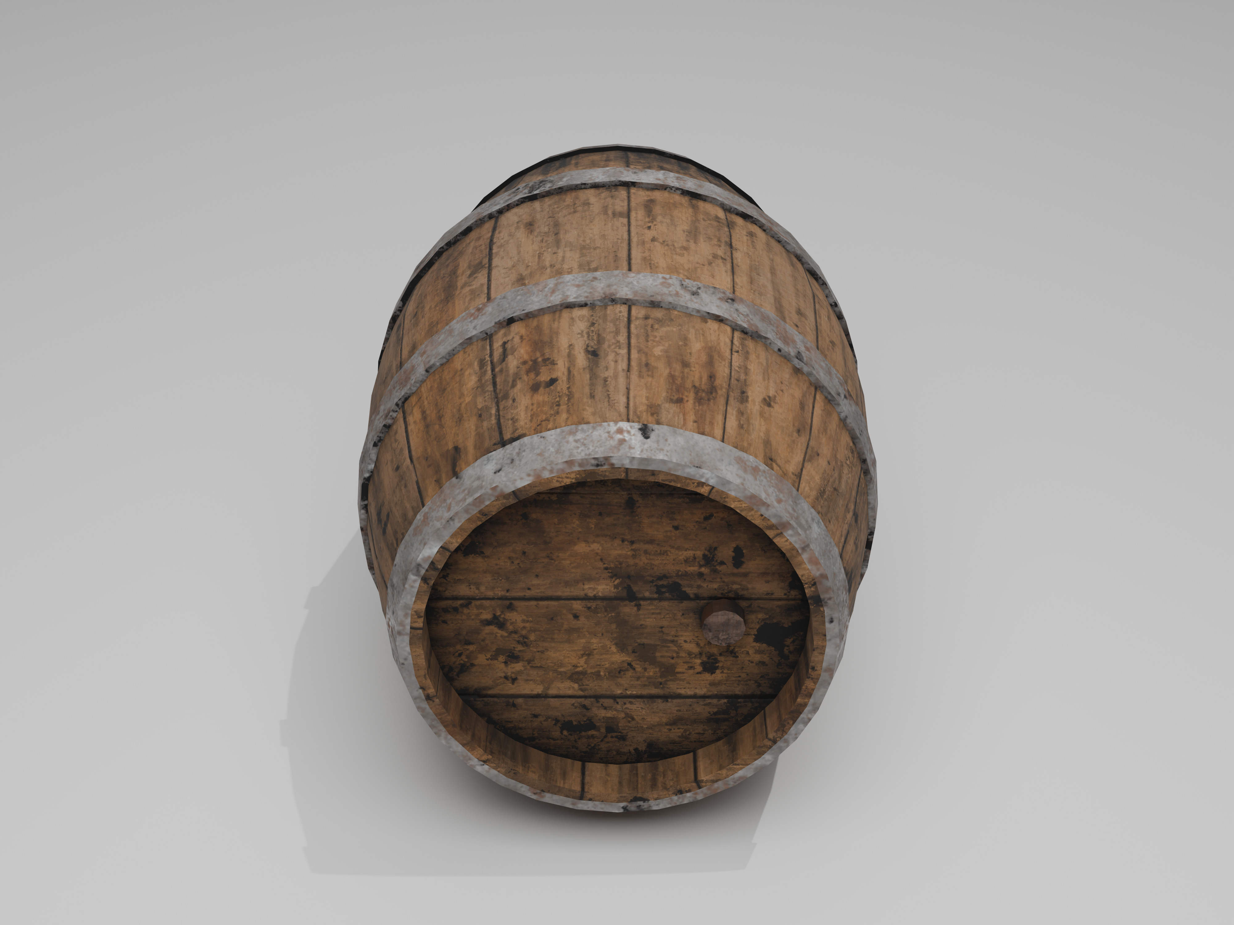 Wooden Barrel Low-poly 3D model_18