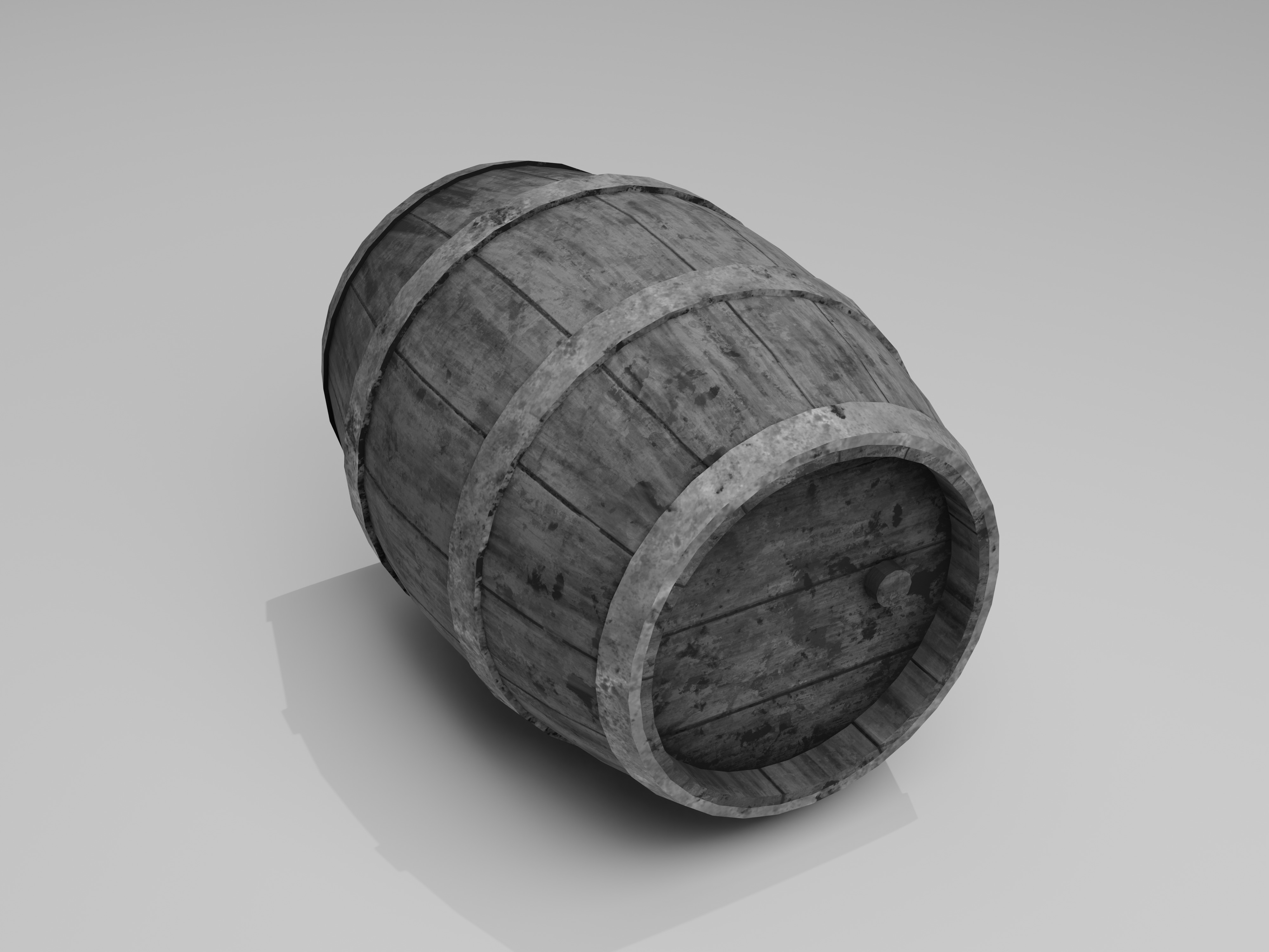 Wooden Barrel Low-poly 3D model_29