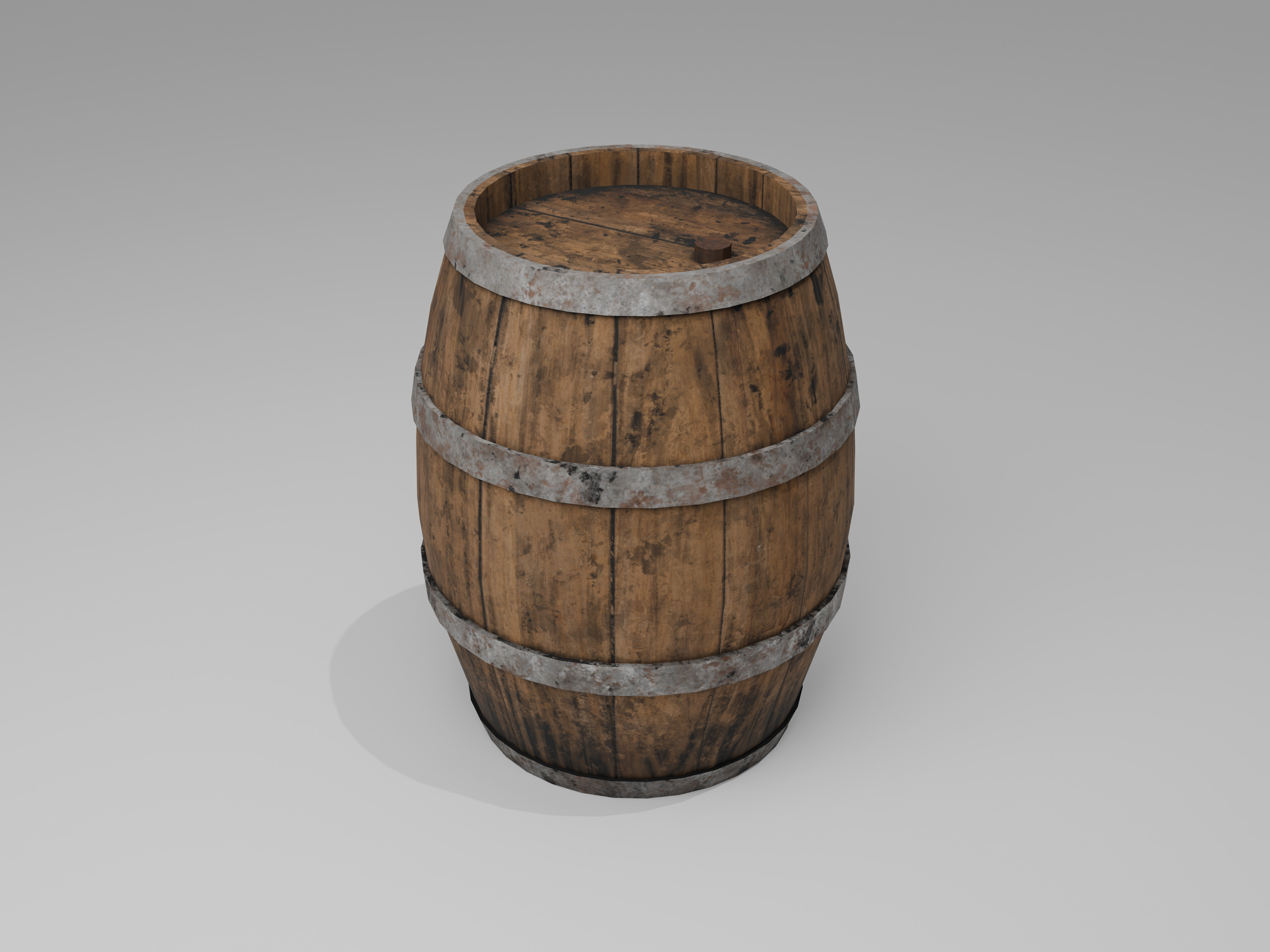 Wooden Barrel Low-poly 3D model_7