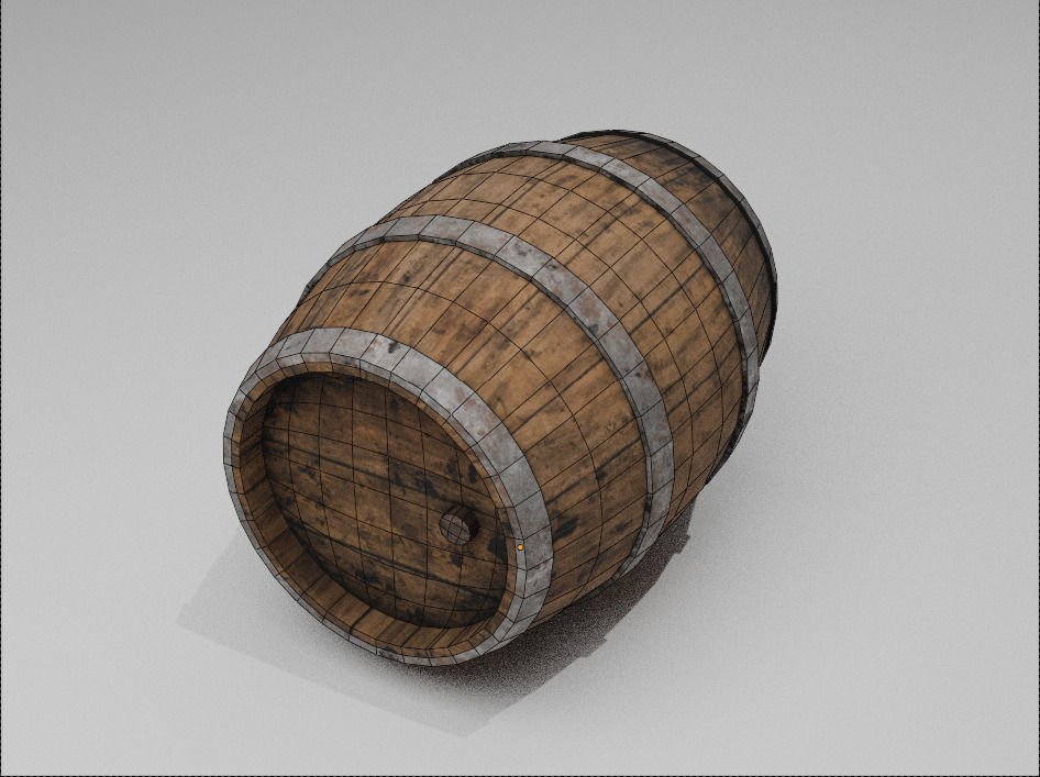 Wooden Barrel Low-poly 3D model_5