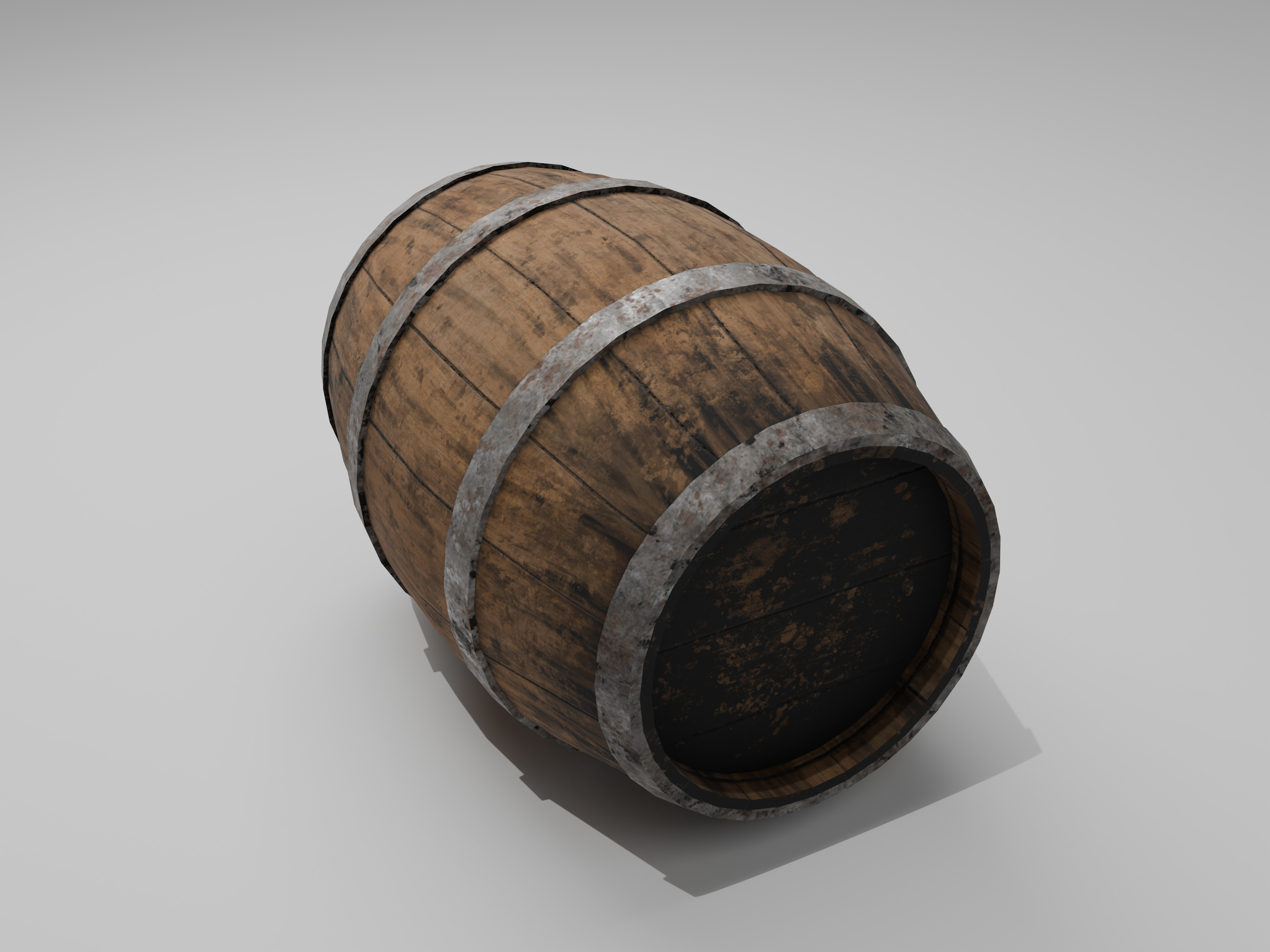 Wooden Barrel Low-poly 3D model_23