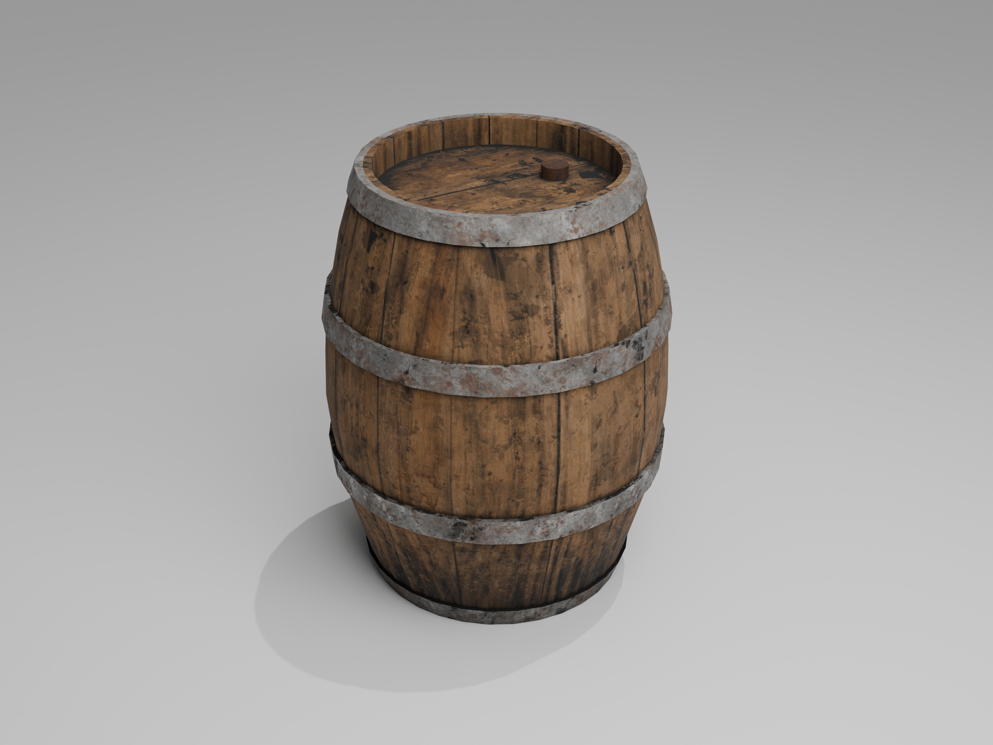 Wooden Barrel Low-poly 3D model_17