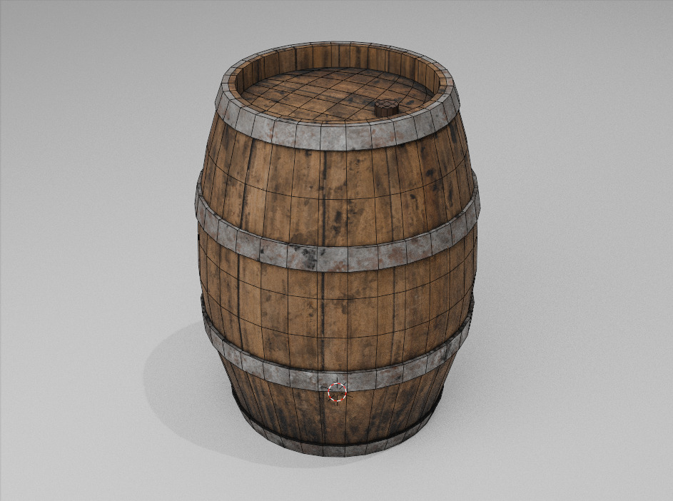 Wooden Barrel Low-poly 3D model_4
