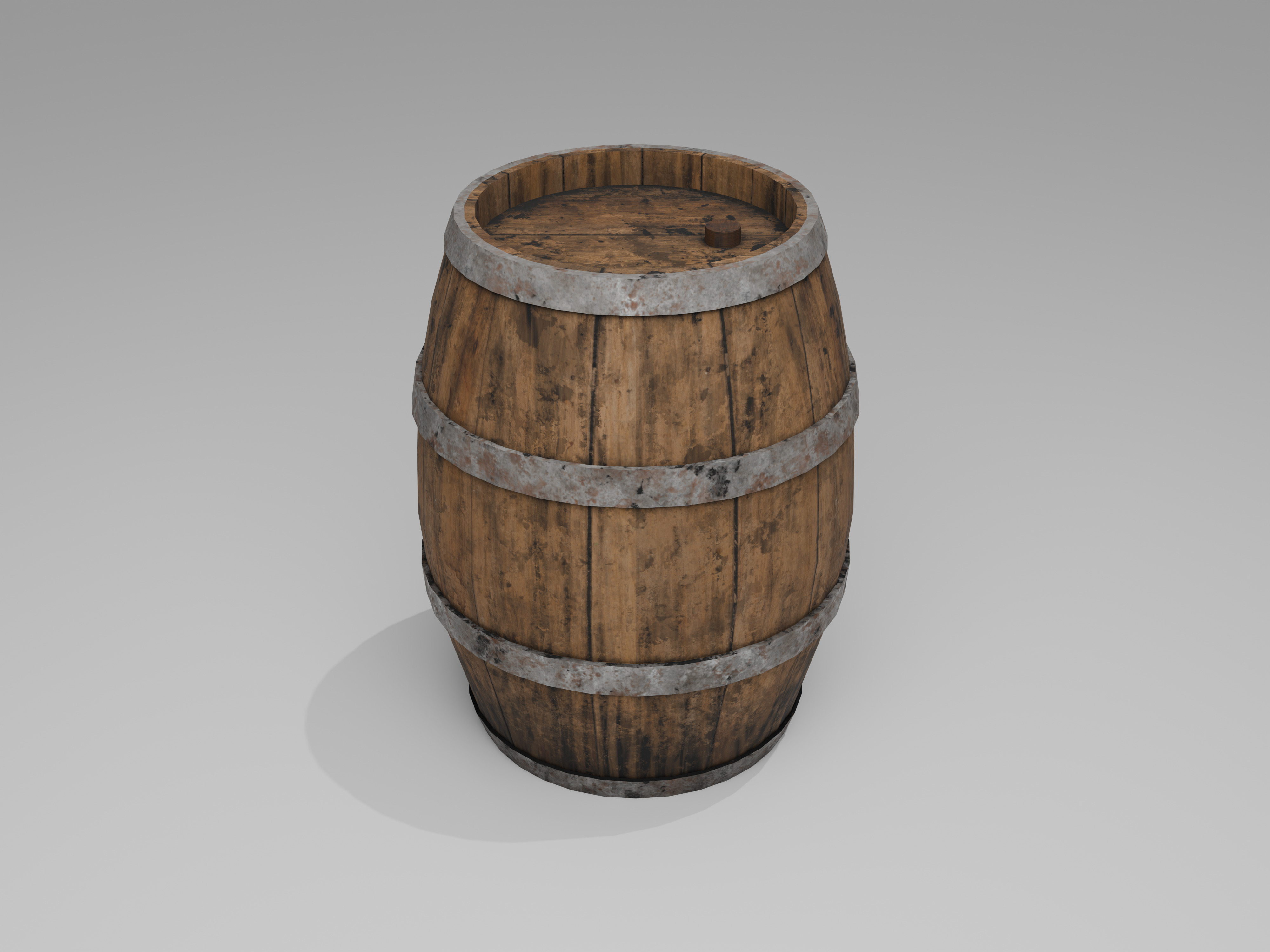 Wooden Barrel Low-poly 3D model_6