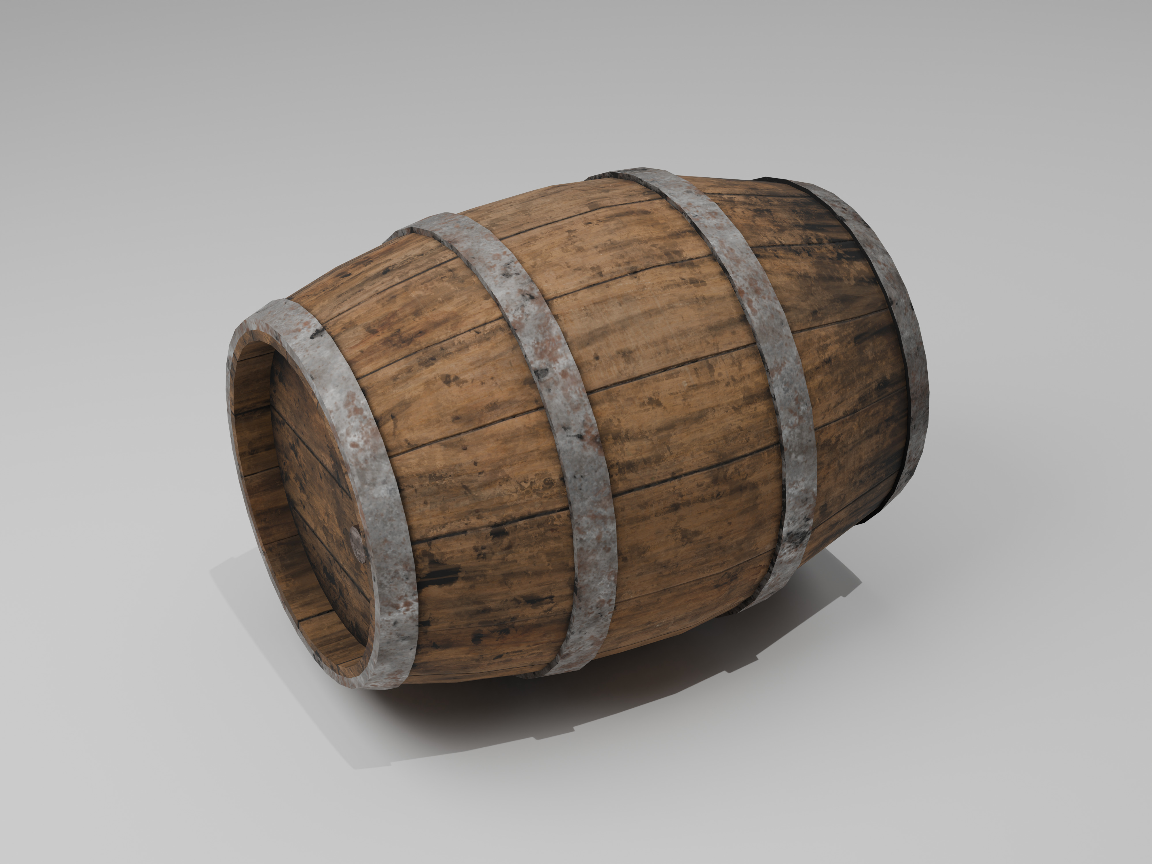 Wooden Barrel Low-poly 3D model_20