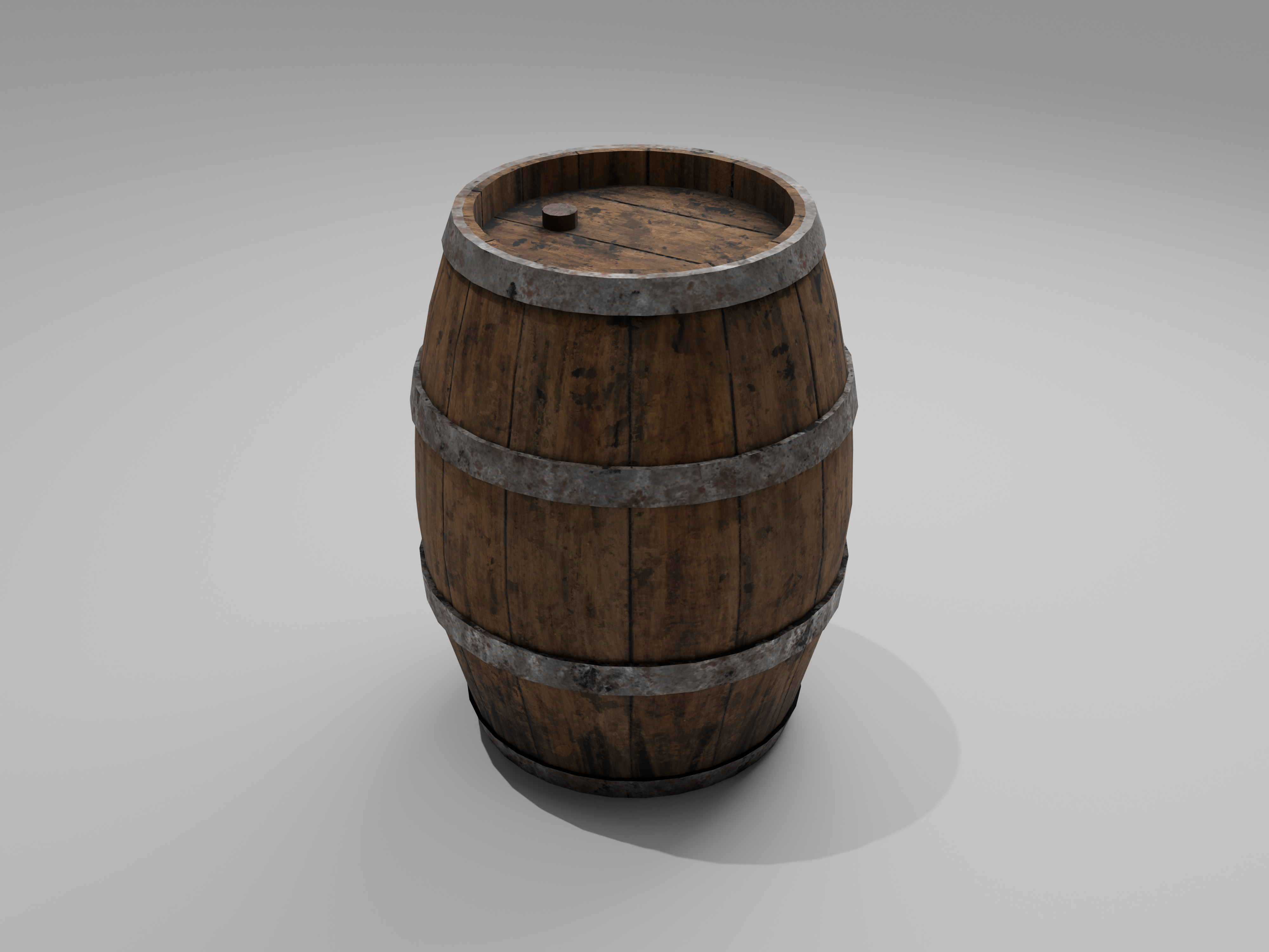Wooden Barrel Low-poly 3D model_13