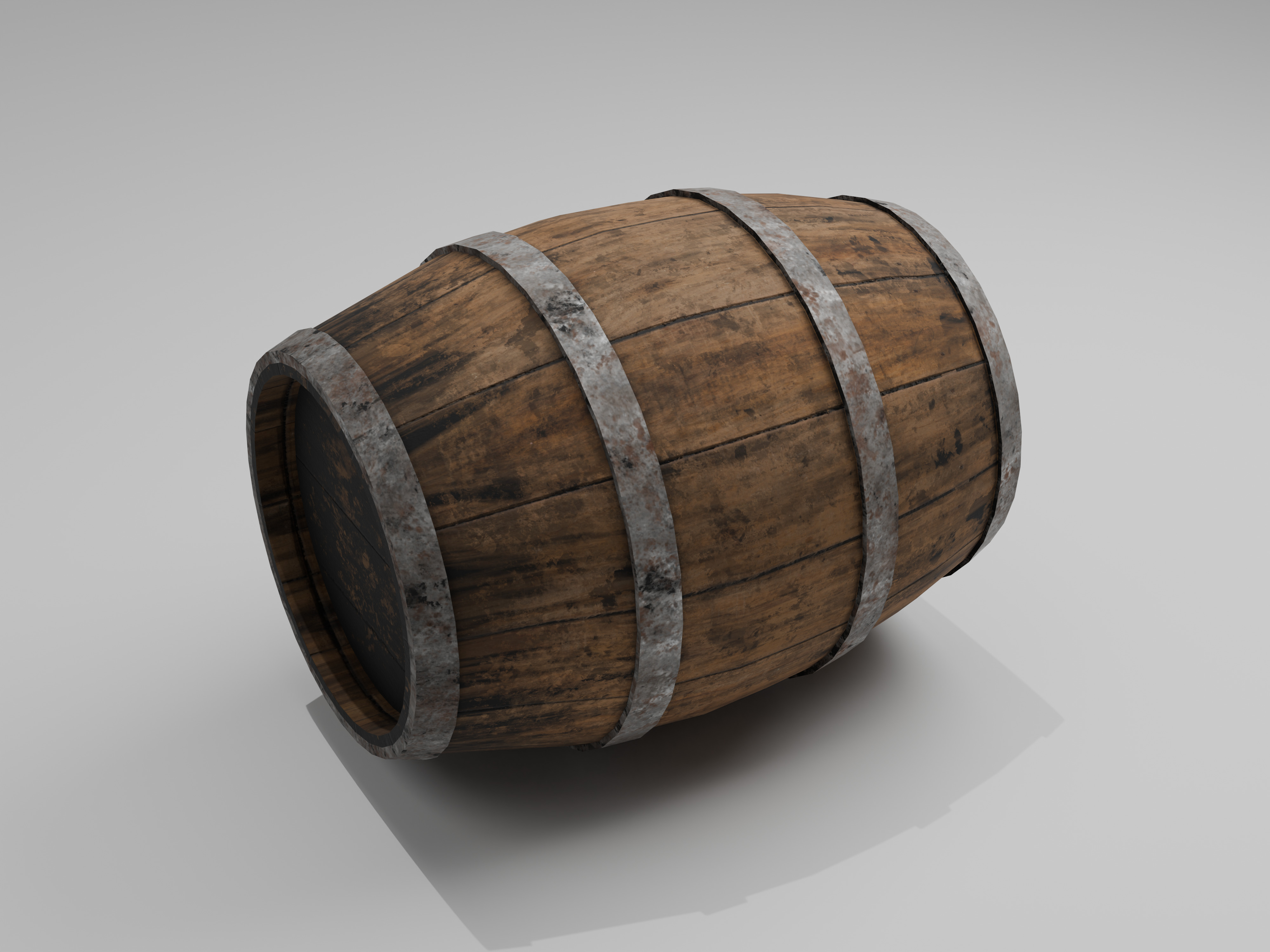 Wooden Barrel Low-poly 3D model_26