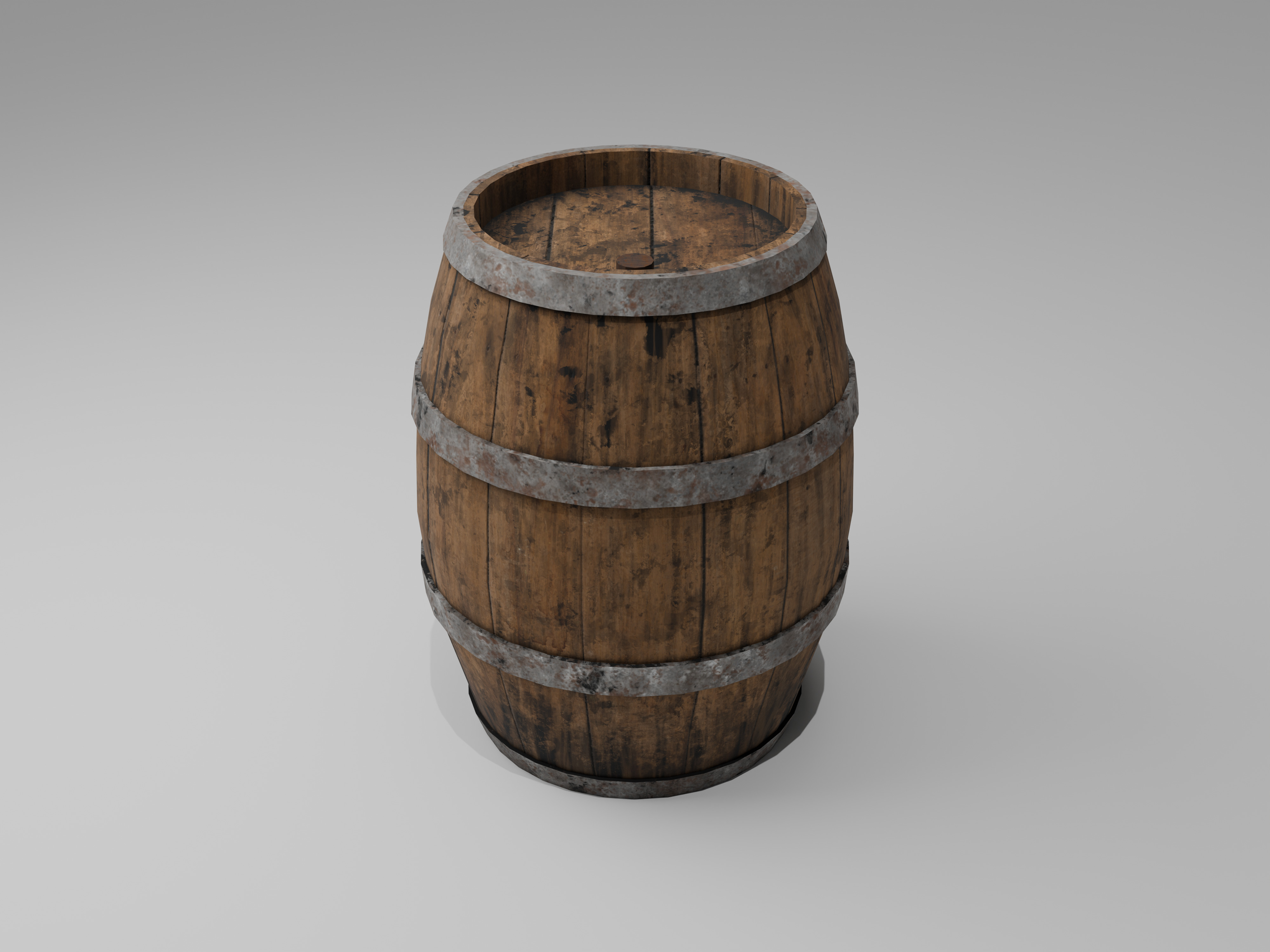 Wooden Barrel Low-poly 3D model_9