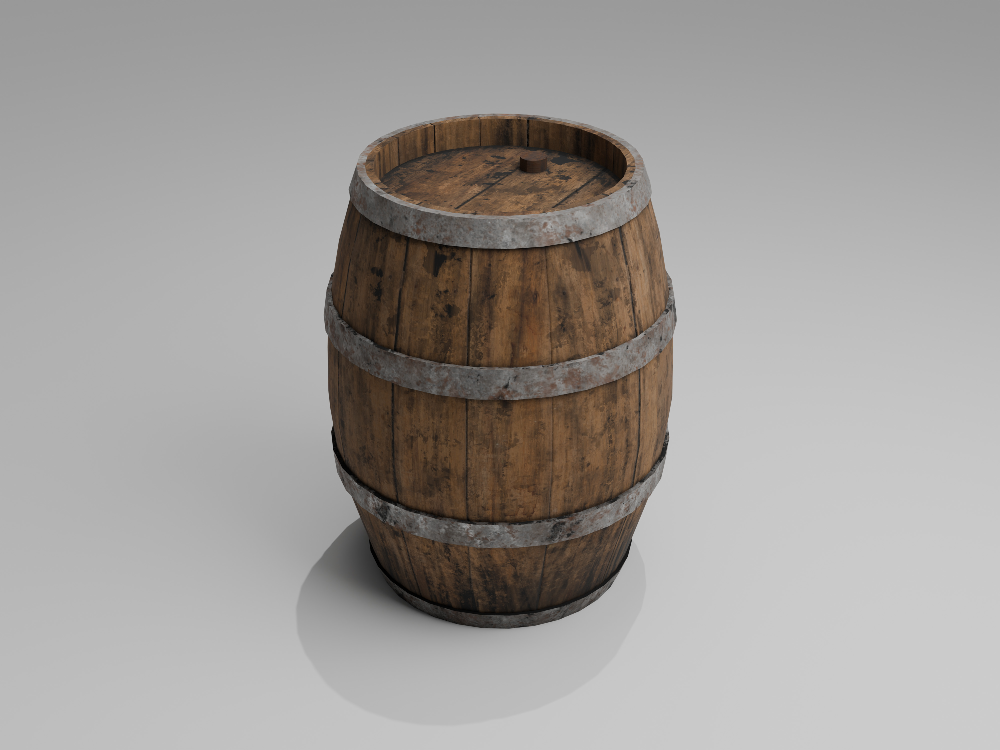 Wooden Barrel Low-poly 3D model_16