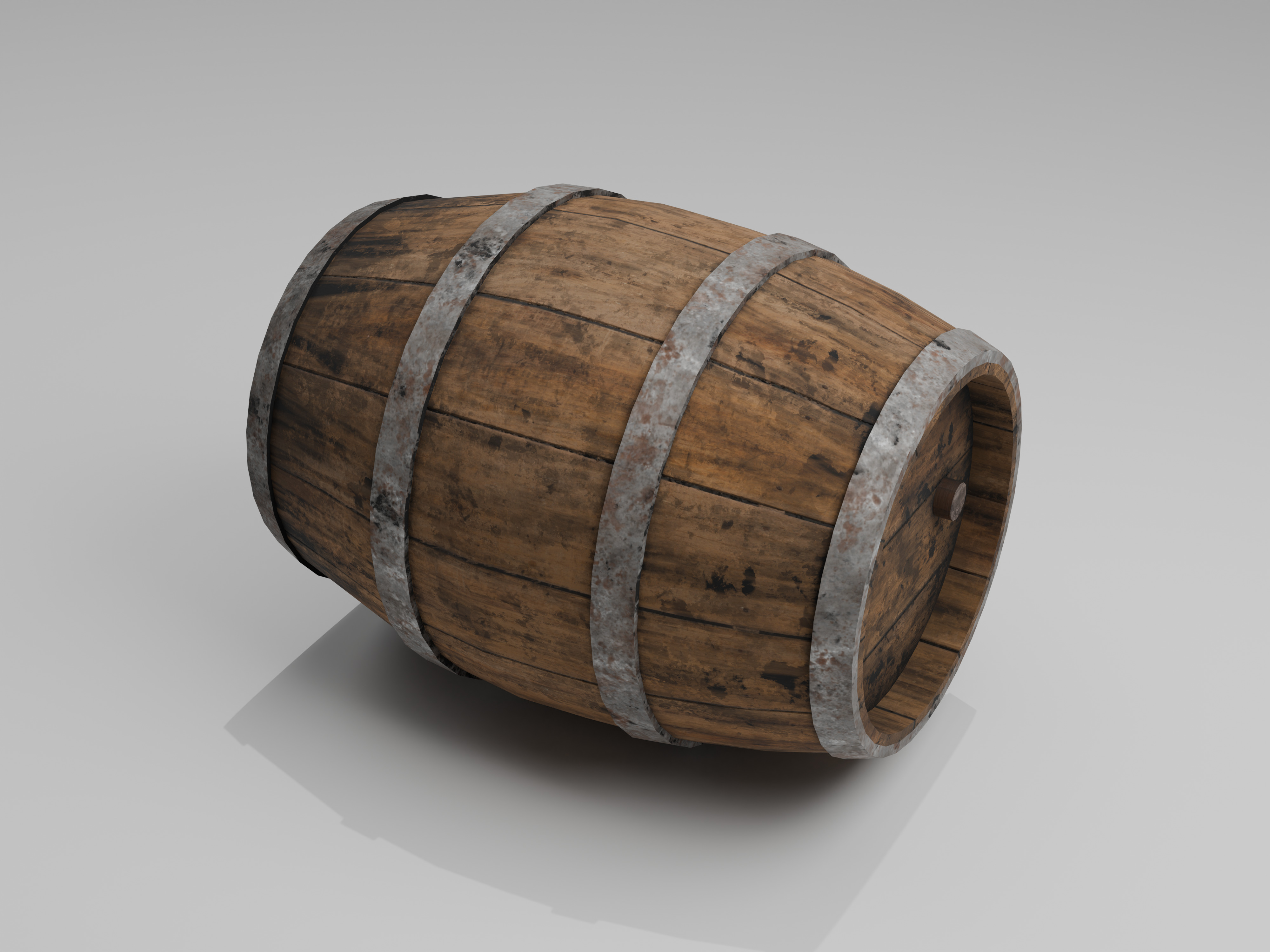 Wooden Barrel Low-poly 3D model_28