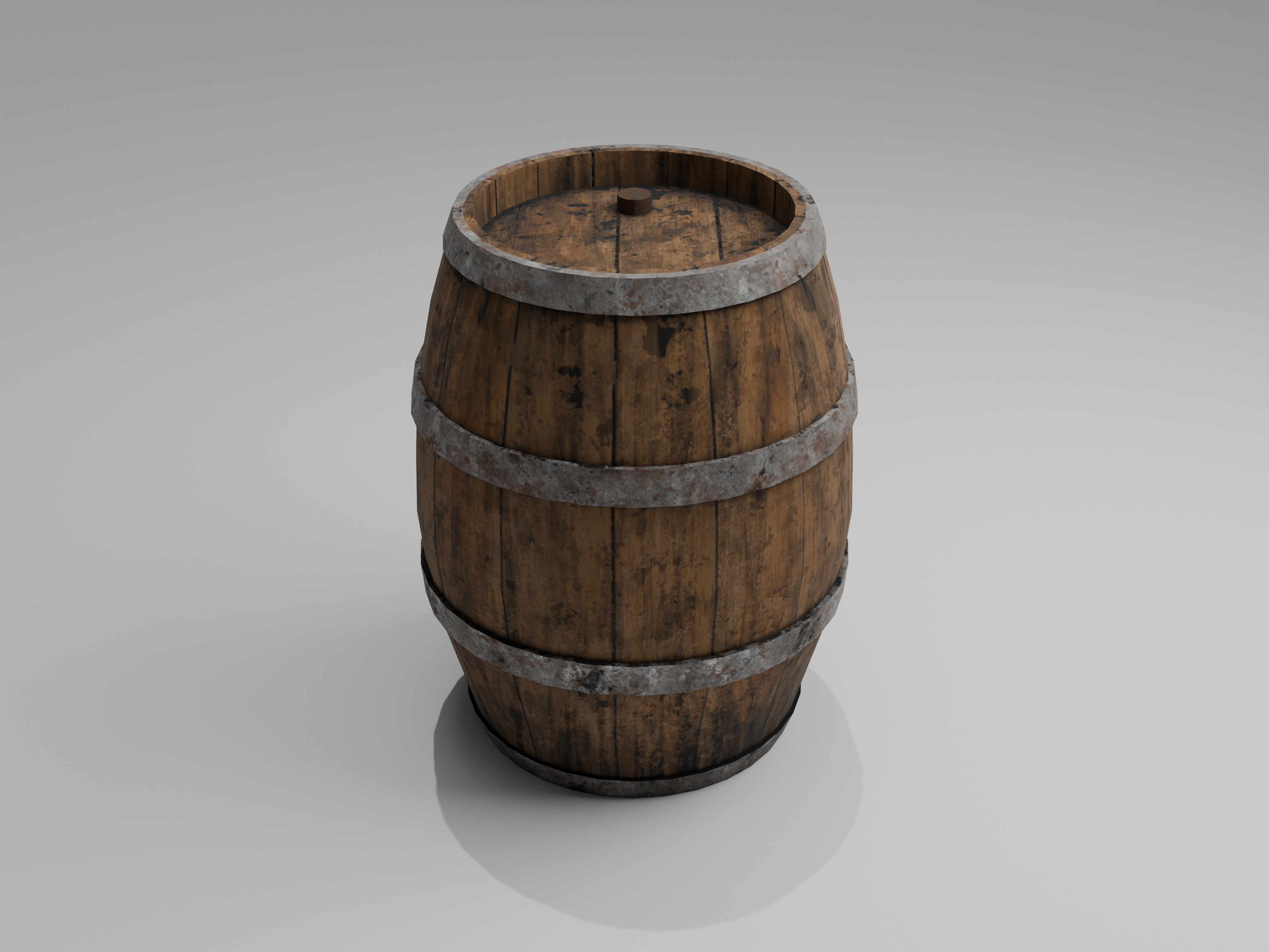 Wooden Barrel Low-poly 3D model_15