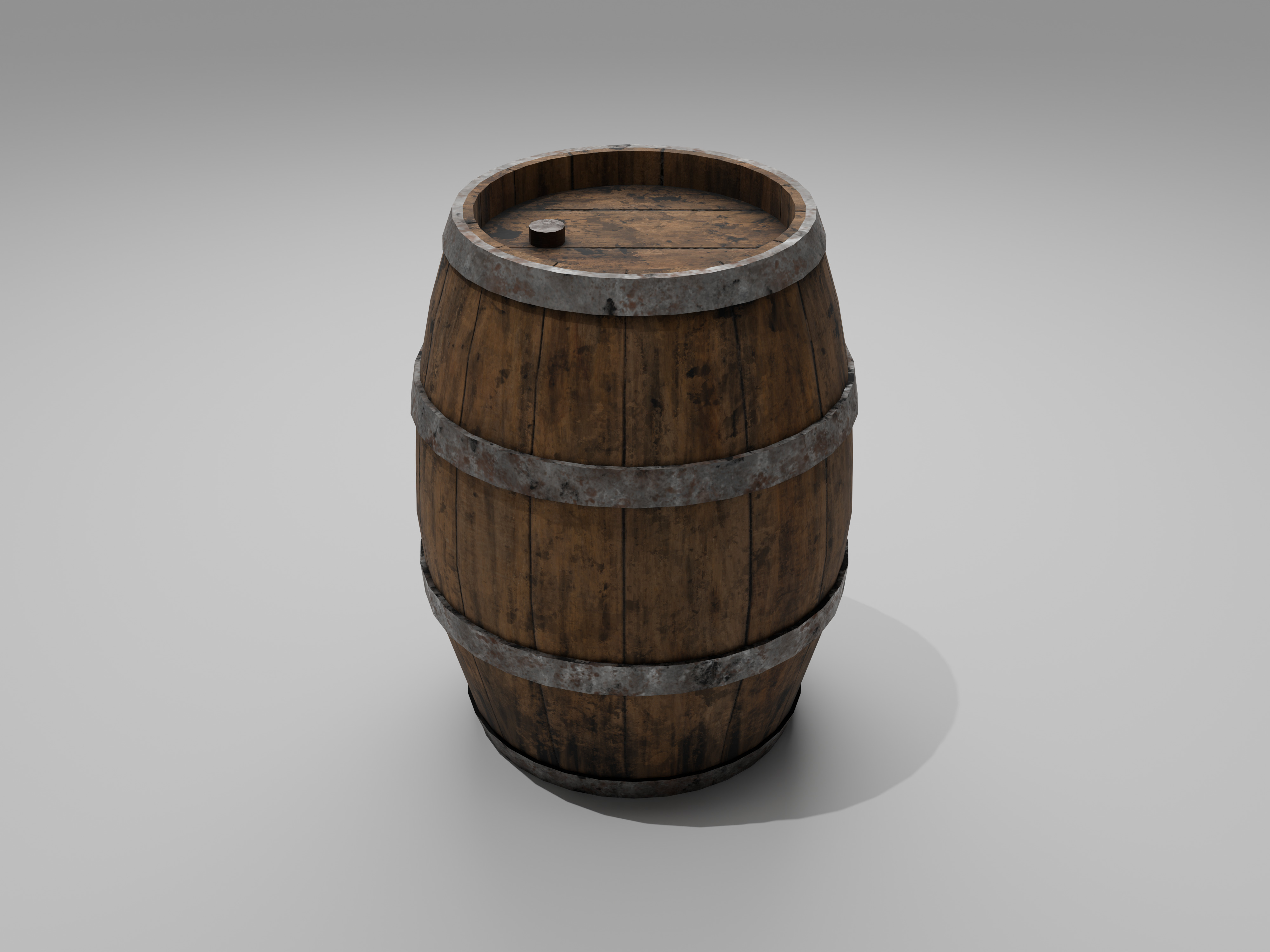 Wooden Barrel Low-poly 3D model_12