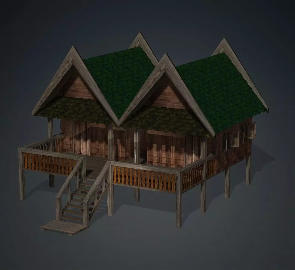 Lanna House Thailand 01 3D model_0