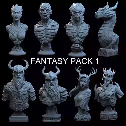 FANTASY PACK 1  8 Bust STL Files 3D print model