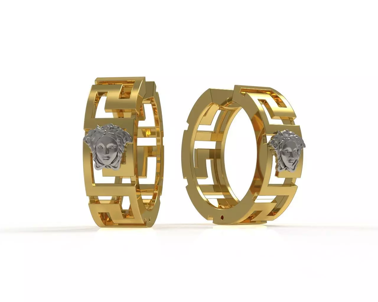 Medusa Greek Antique Meander Pattern Hoop Earring 3D print model