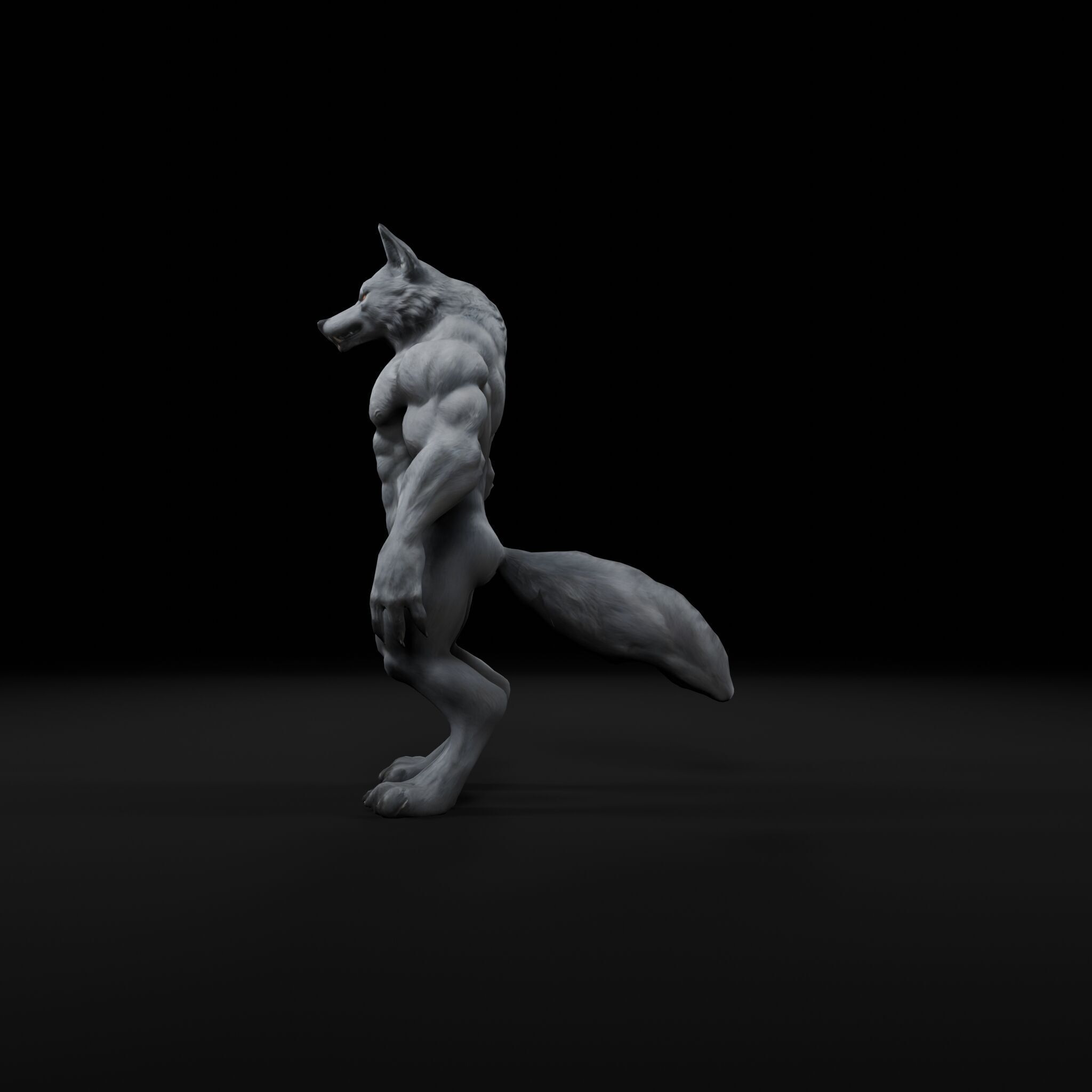 Anthropomorphic Rig-Ready Wolf - Low Poly Game Asset Low-poly 3D model_2