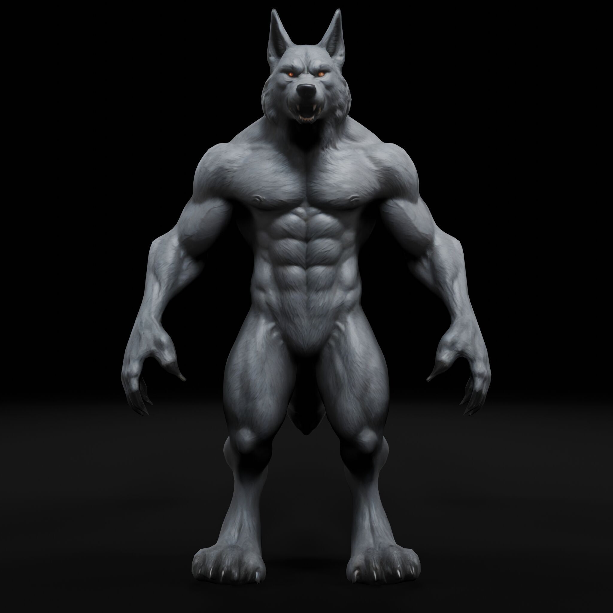 Anthropomorphic Rig-Ready Wolf - Low Poly Game Asset Low-poly 3D model_3