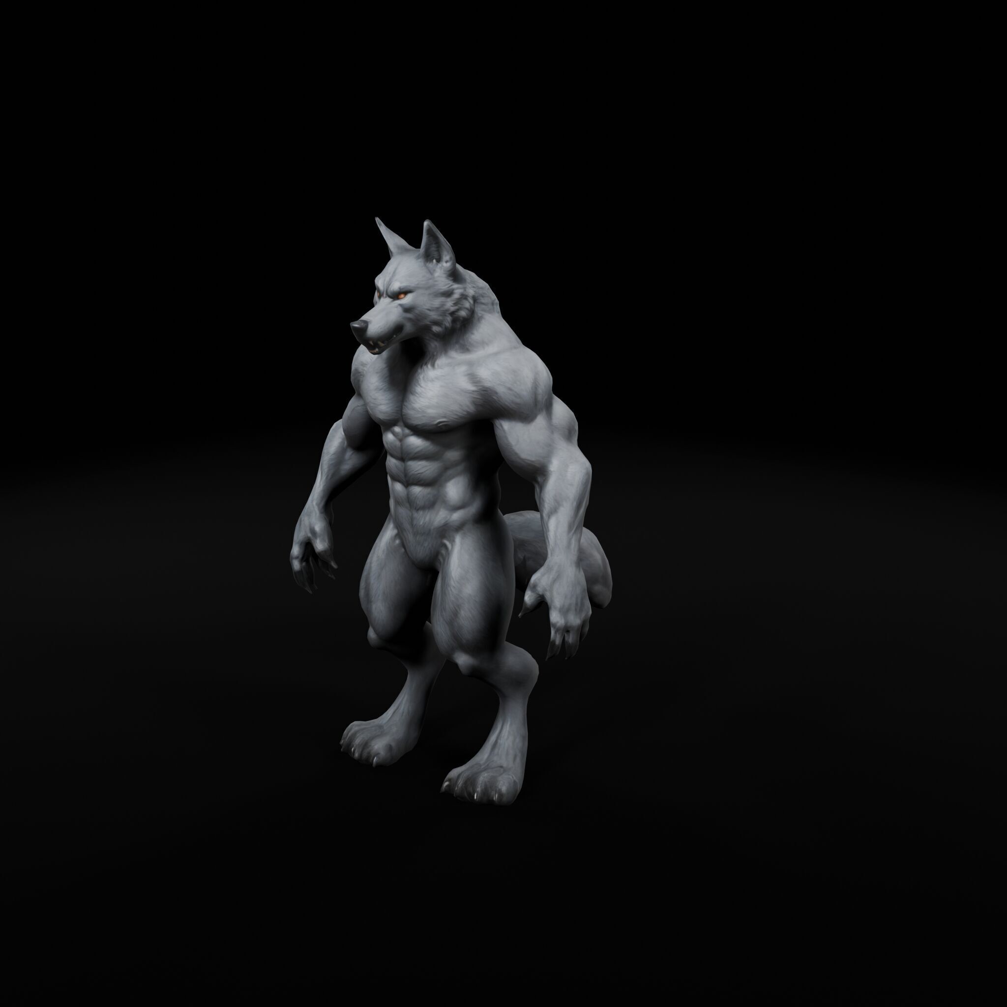 Anthropomorphic Rig-Ready Wolf - Low Poly Game Asset Low-poly 3D model_1