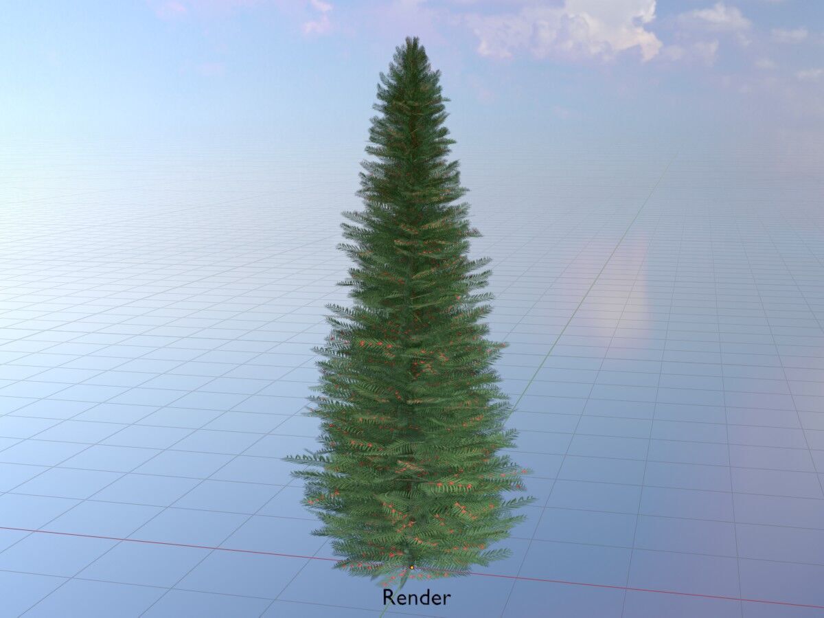 Taxus baccata summer 5000mm Low-poly 3D model_19