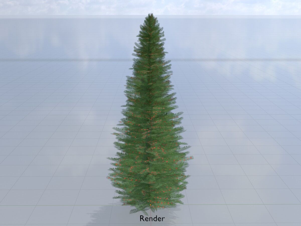 Taxus baccata summer 5000mm Low-poly 3D model_14