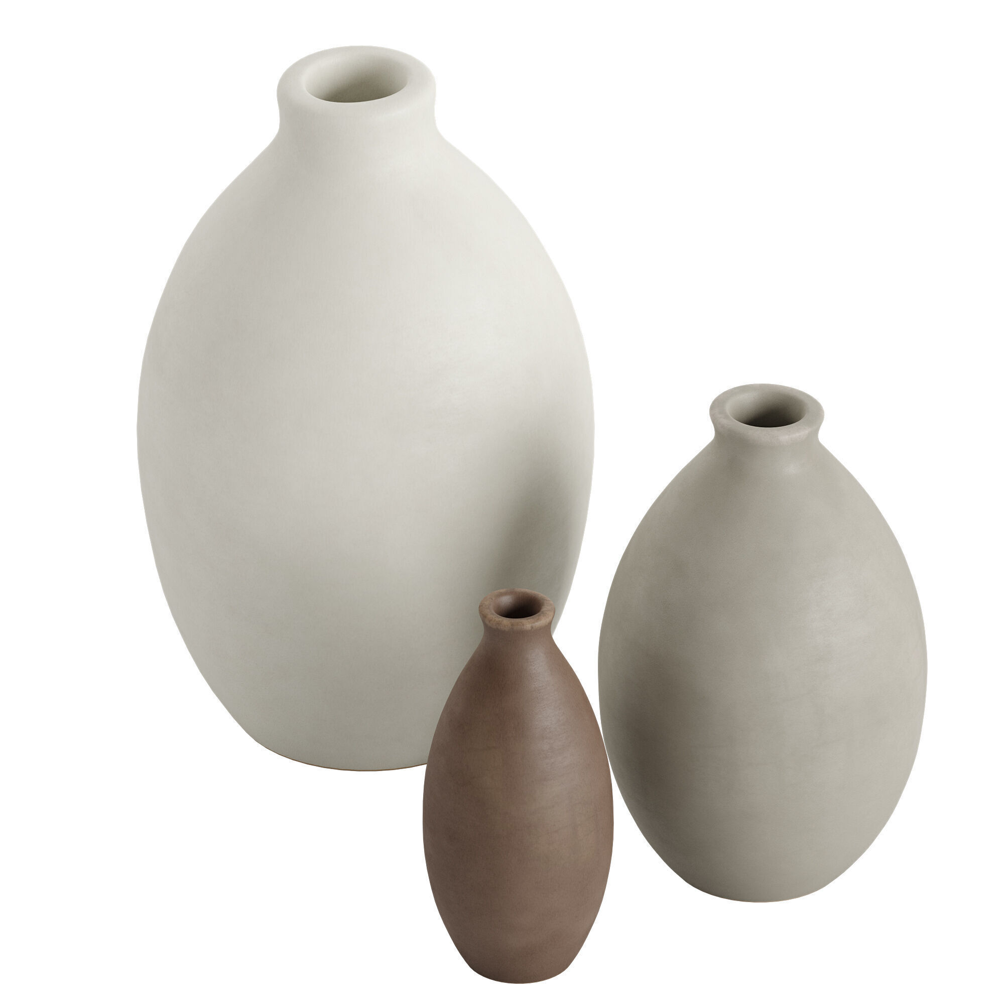 Matte Teardrop Vase Set Of 3 3D model_1