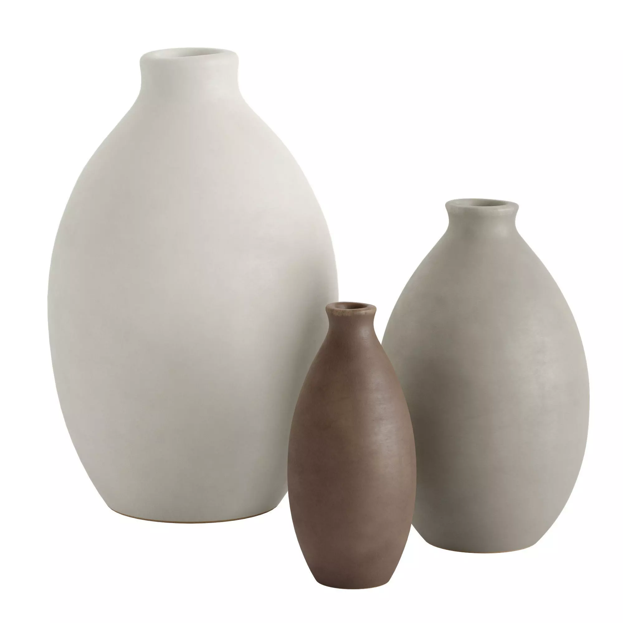 Matte Teardrop Vase Set Of 3 3D model_0