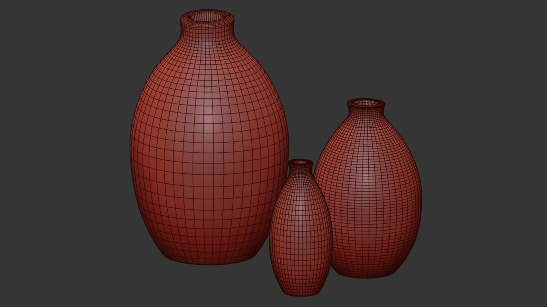 Matte Teardrop Vase Set Of 3 3D model_8