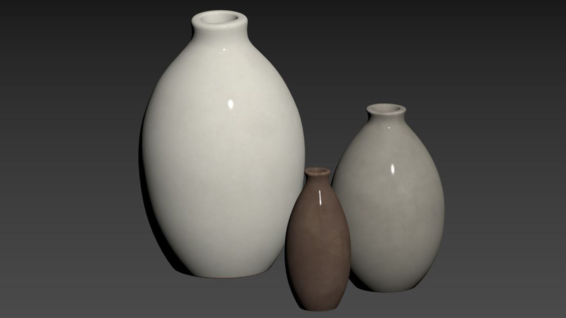 Matte Teardrop Vase Set Of 3 3D model_6