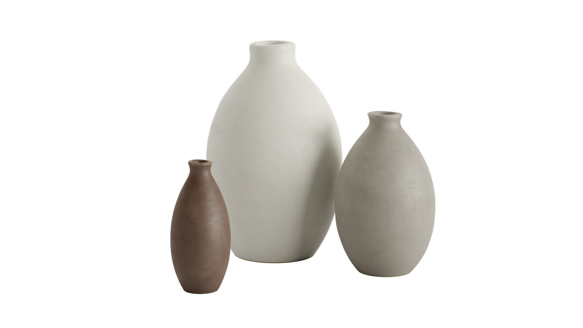 Matte Teardrop Vase Set Of 3 3D model_5
