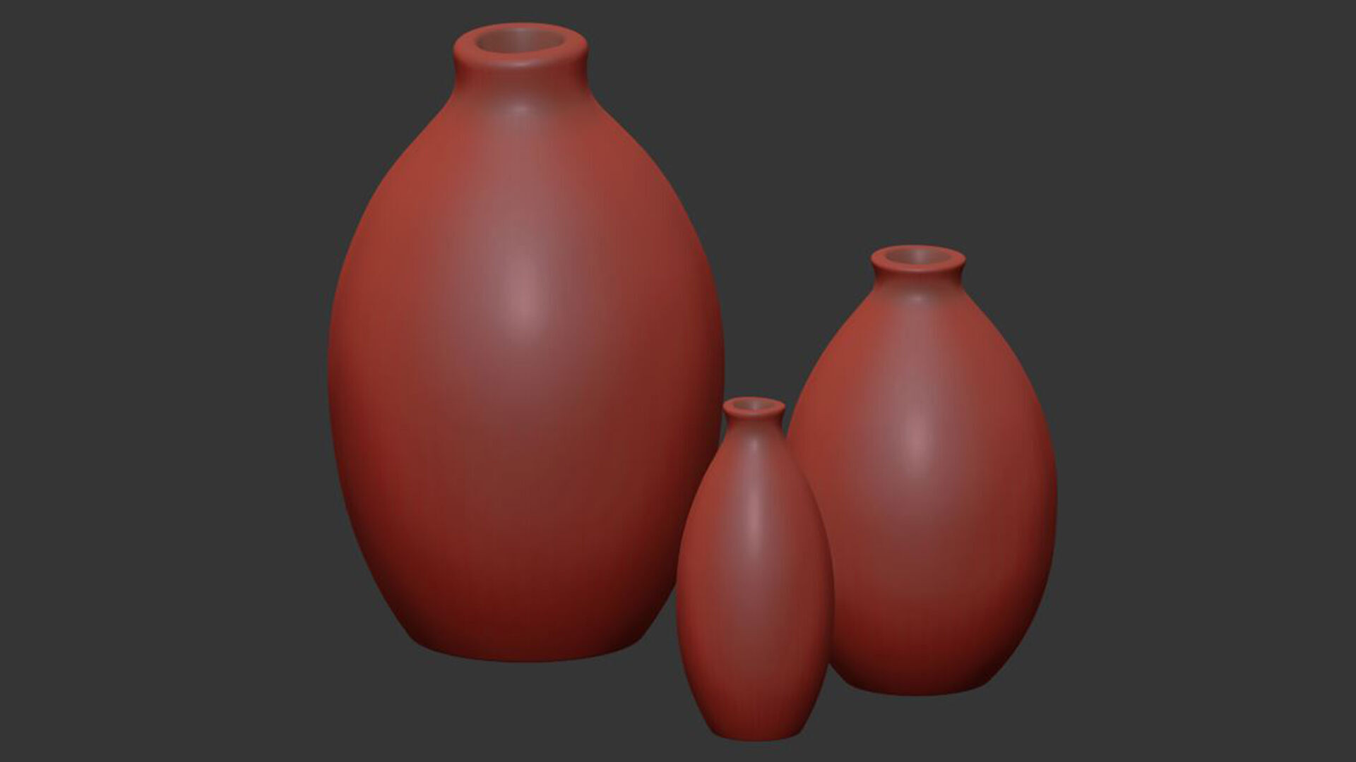 Matte Teardrop Vase Set Of 3 3D model_7