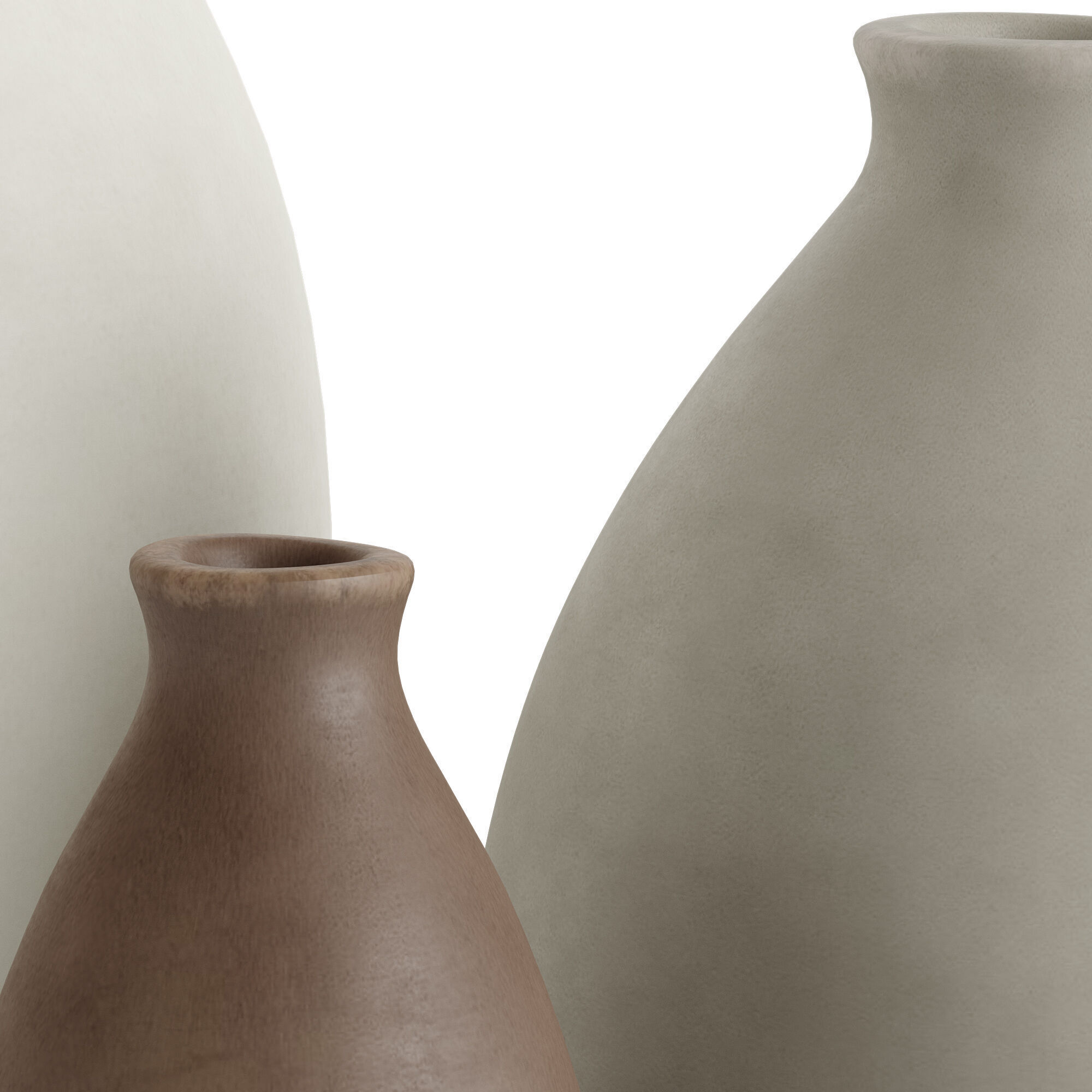 Matte Teardrop Vase Set Of 3 3D model_2