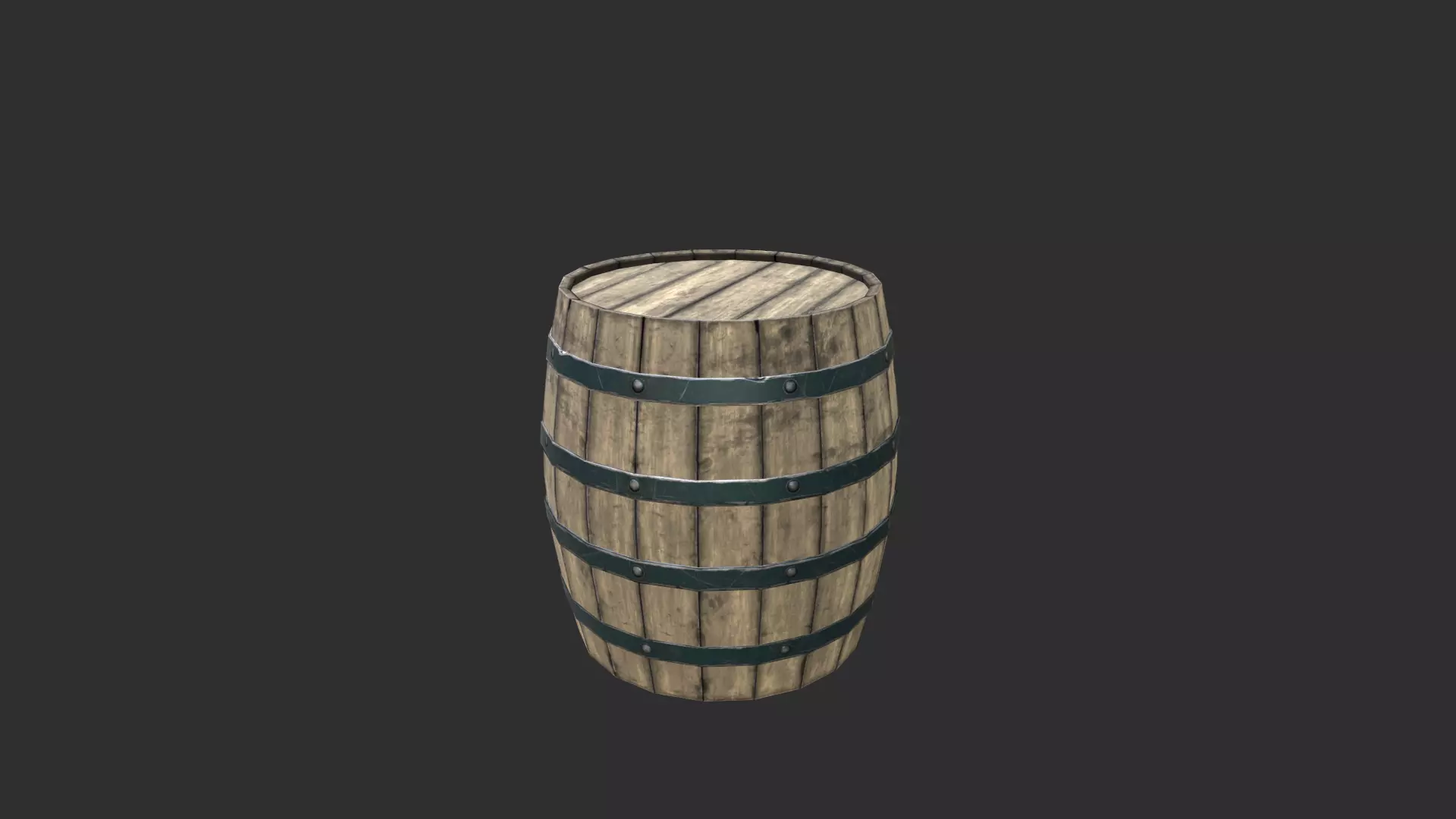 Wooden barrel Low-poly 3D model