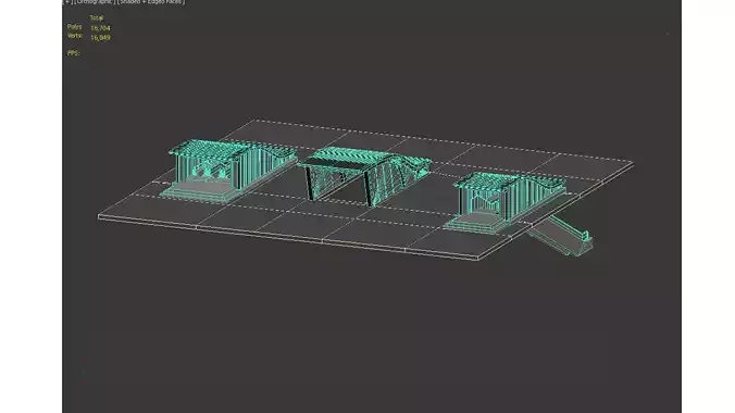 Section of Subway Station Low-poly 3D model