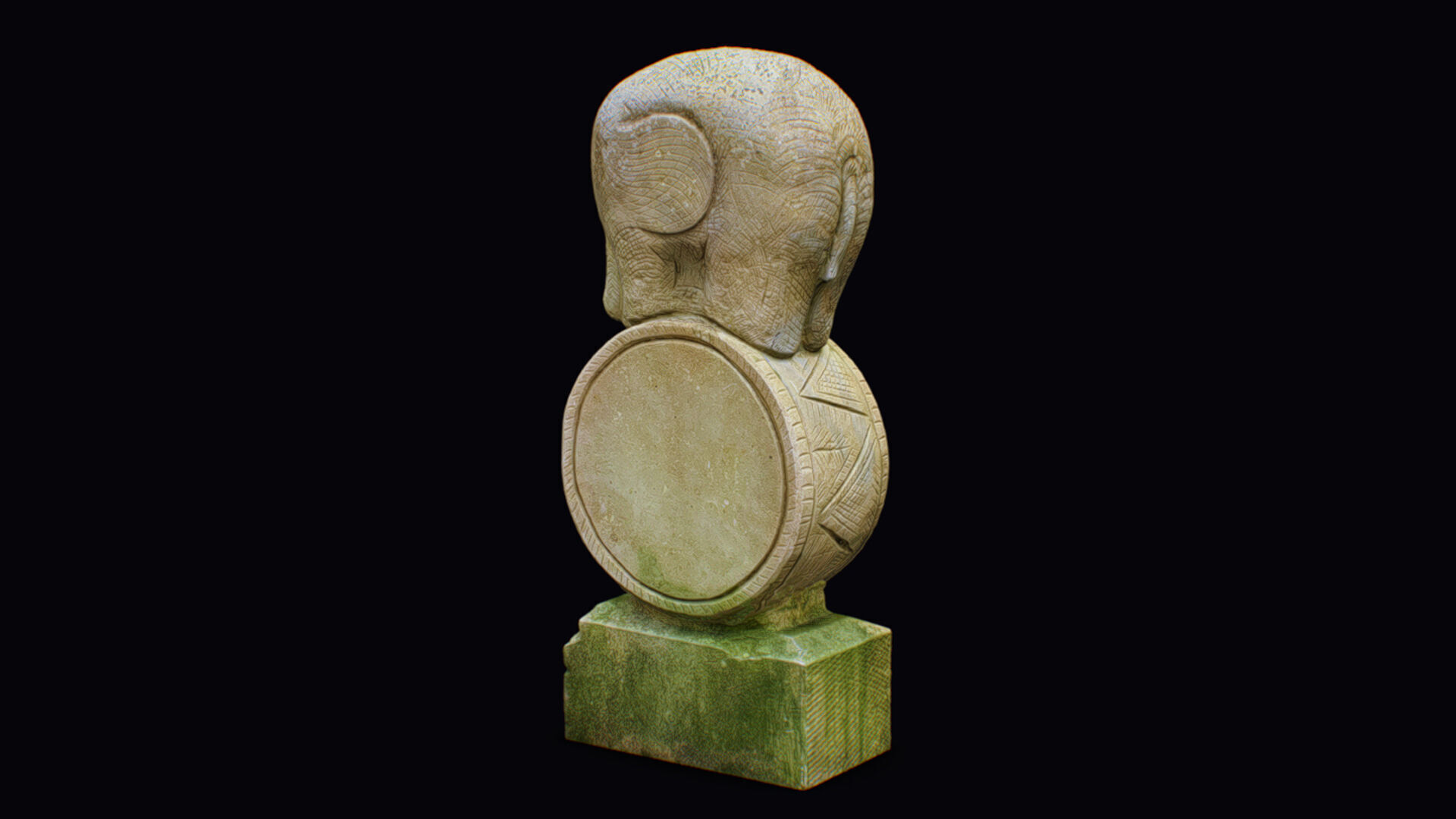 Stone Mythical Circus Elephant Statue Art Animal Sculpture 3D model_6