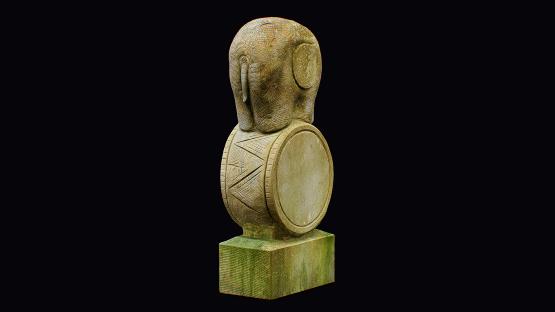 Stone Mythical Circus Elephant Statue Art Animal Sculpture 3D model_9