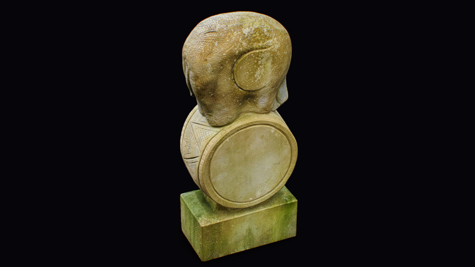 Stone Mythical Circus Elephant Statue Art Animal Sculpture 3D model_10