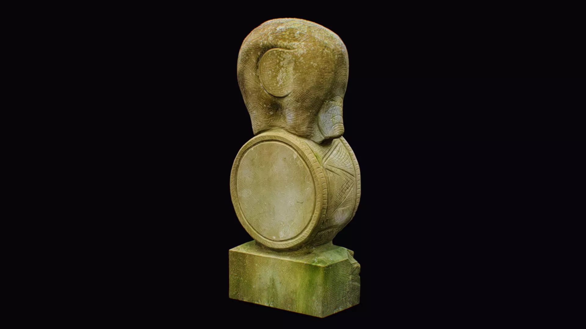 Stone Mythical Circus Elephant Statue Art Animal Sculpture 3D model_0