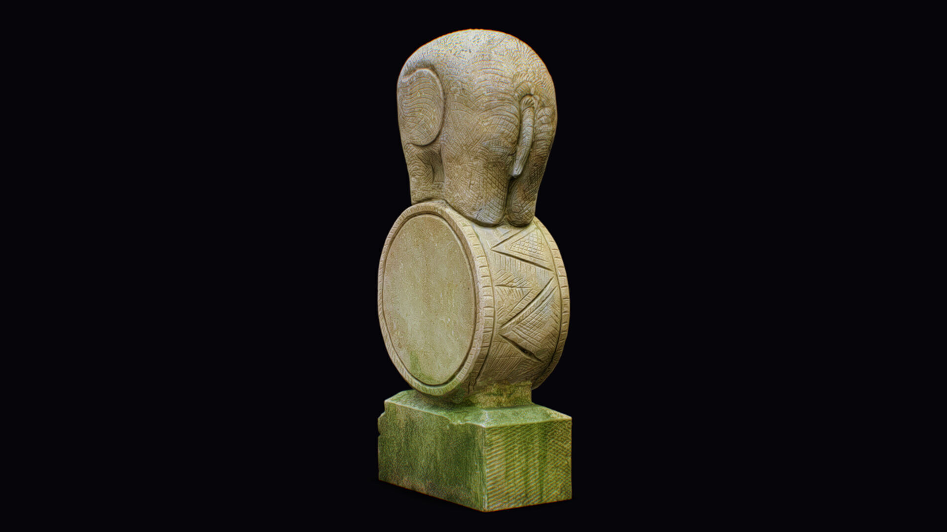 Stone Mythical Circus Elephant Statue Art Animal Sculpture 3D model_7