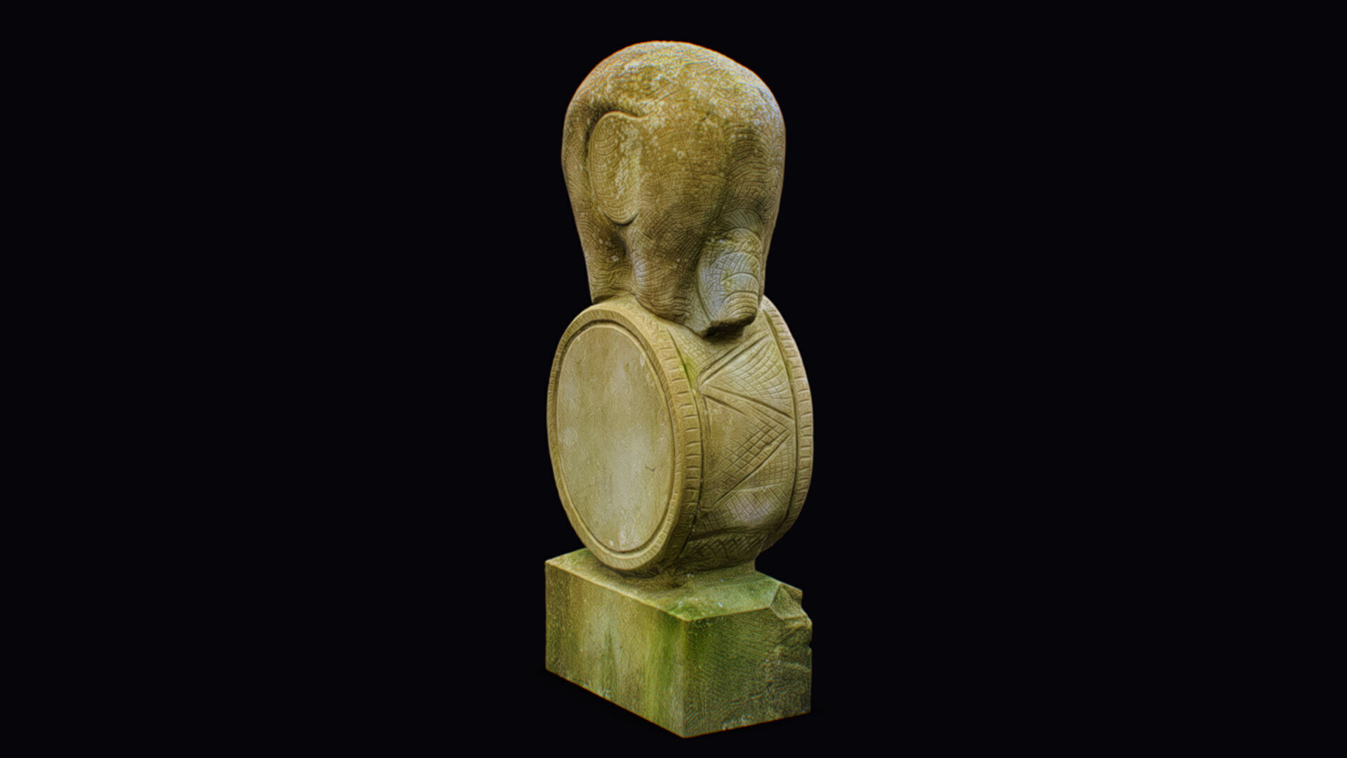 Stone Mythical Circus Elephant Statue Art Animal Sculpture 3D model_1