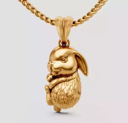 Rabbit pendant silver gold jewelry printable 3d model 