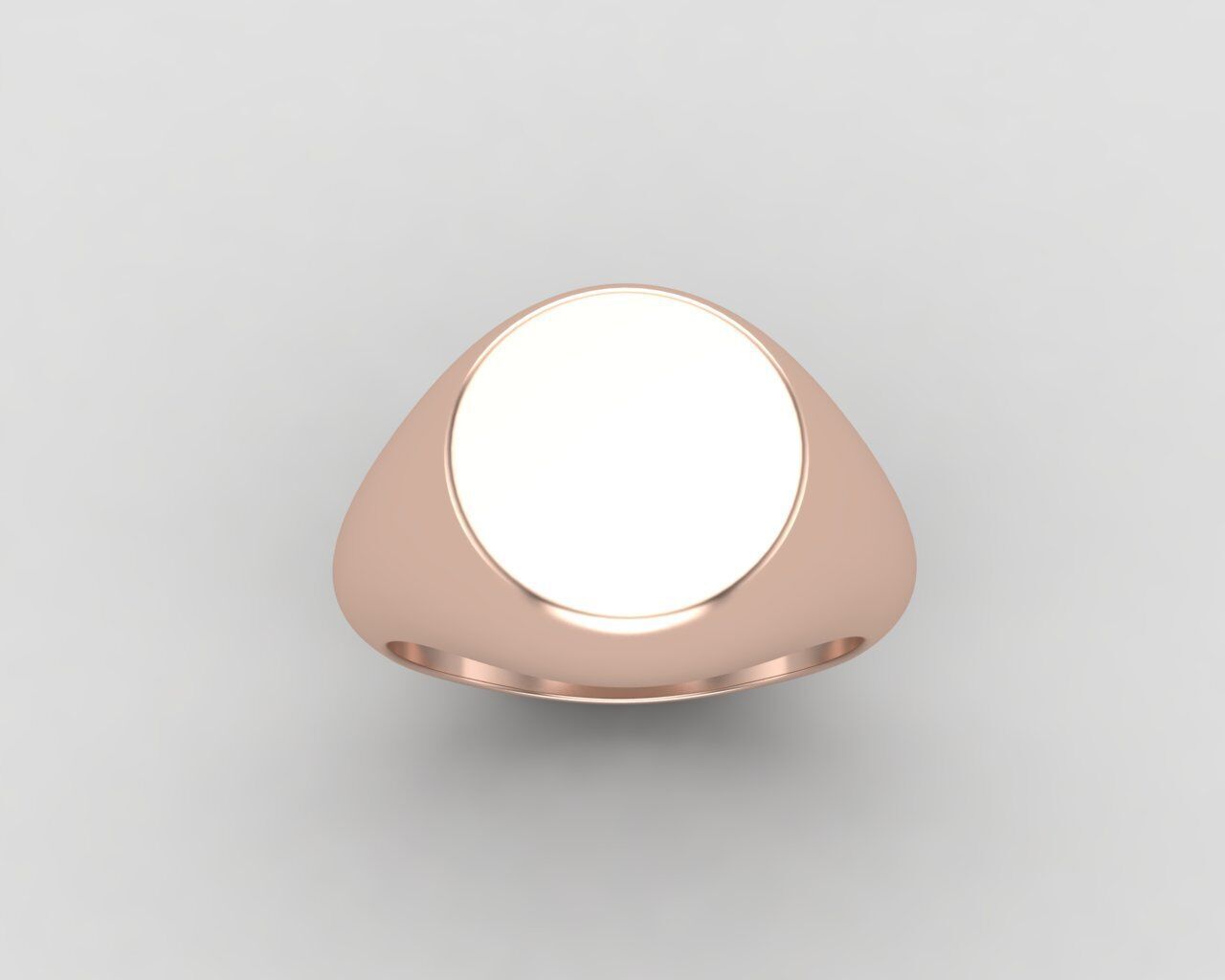 Round signet Ring Base 10mm top in All sizes 157-MWC 3D print model_6