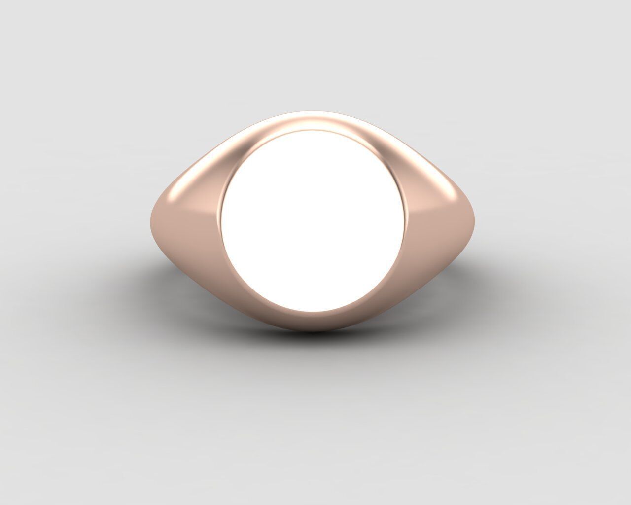Round signet Ring Base 10mm top in All sizes 157-MWC 3D print model_7