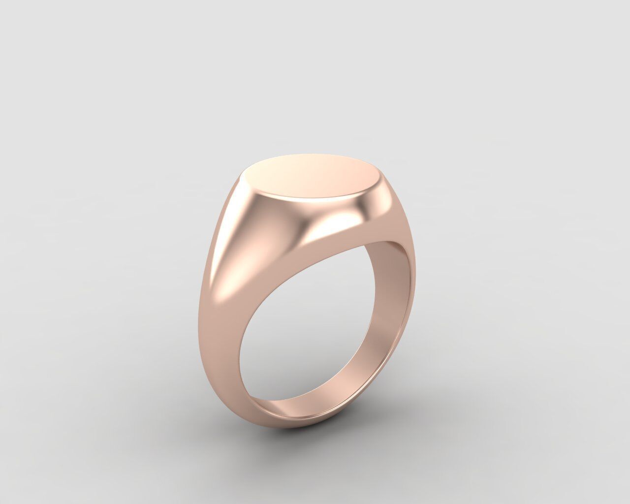 Round signet Ring Base 10mm top in All sizes 157-MWC 3D print model_4