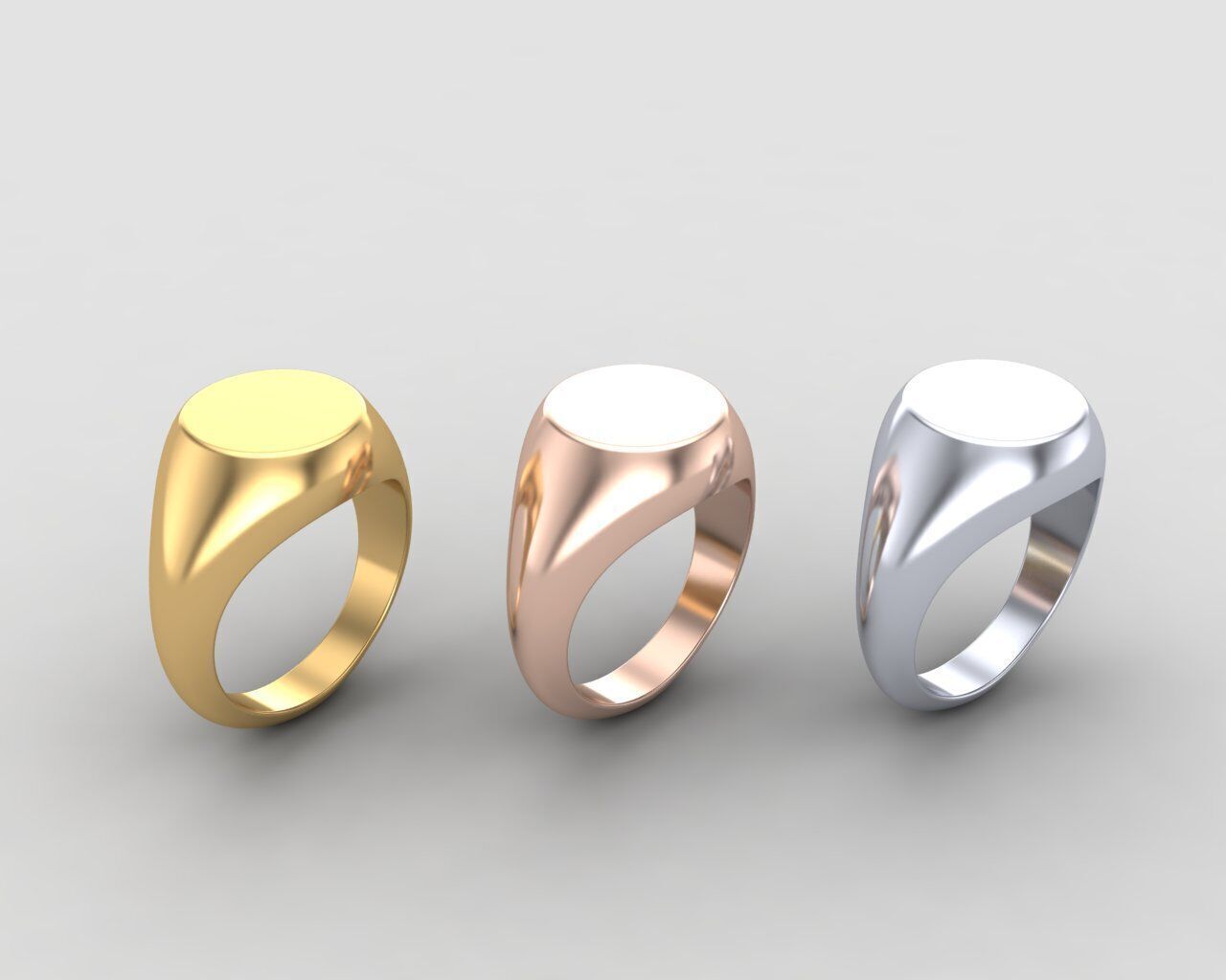 Round signet Ring Base 10mm top in All sizes 157-MWC 3D print model_11