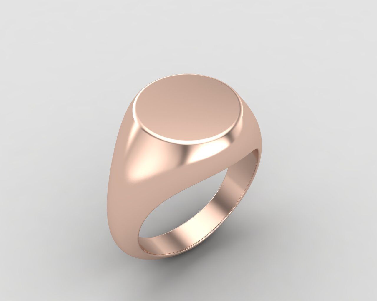 Round signet Ring Base 10mm top in All sizes 157-MWC 3D print model_3